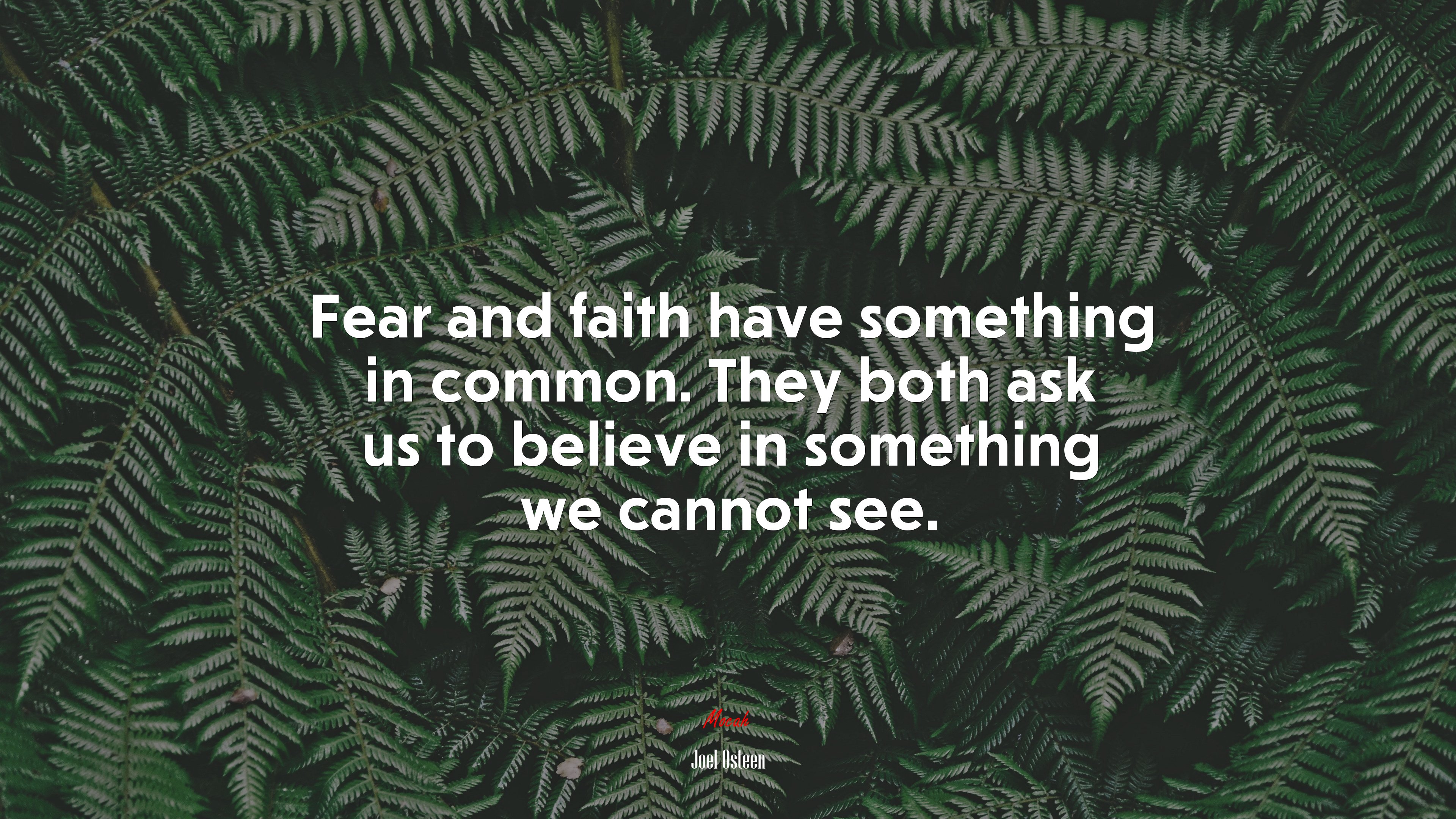 Fear and faith have something in common. They both ask us to believe in something we cannot see. | Joel Osteen quote HD Wallpaper