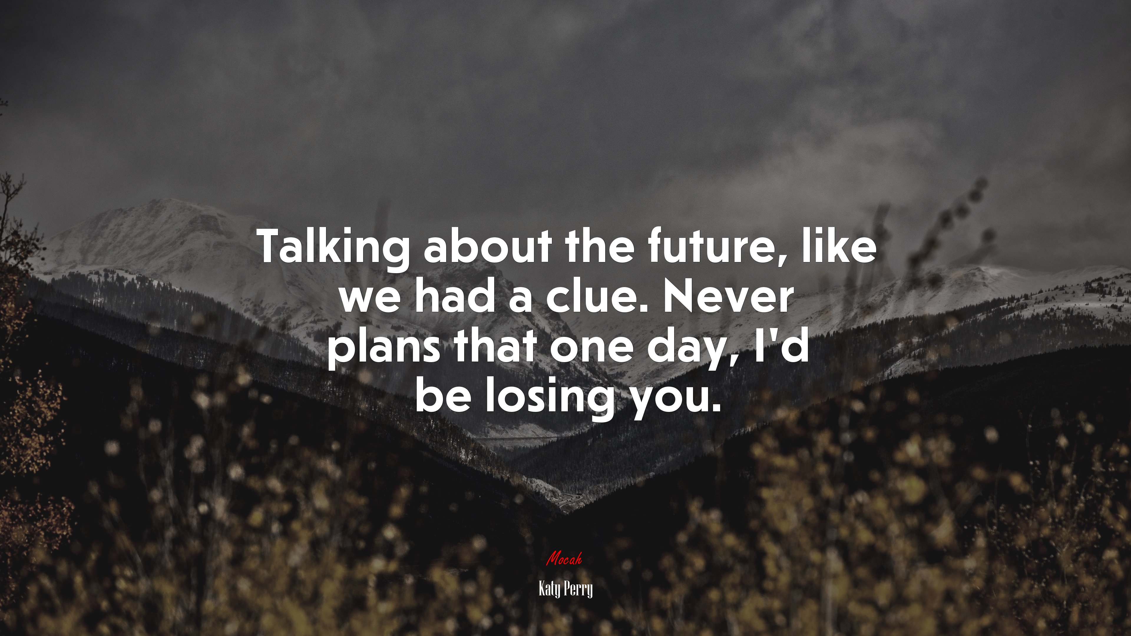 Talking about the future, like we had a clue. Never plans that one day, I’d be losing you. | Katy Perry quote HD Wallpaper