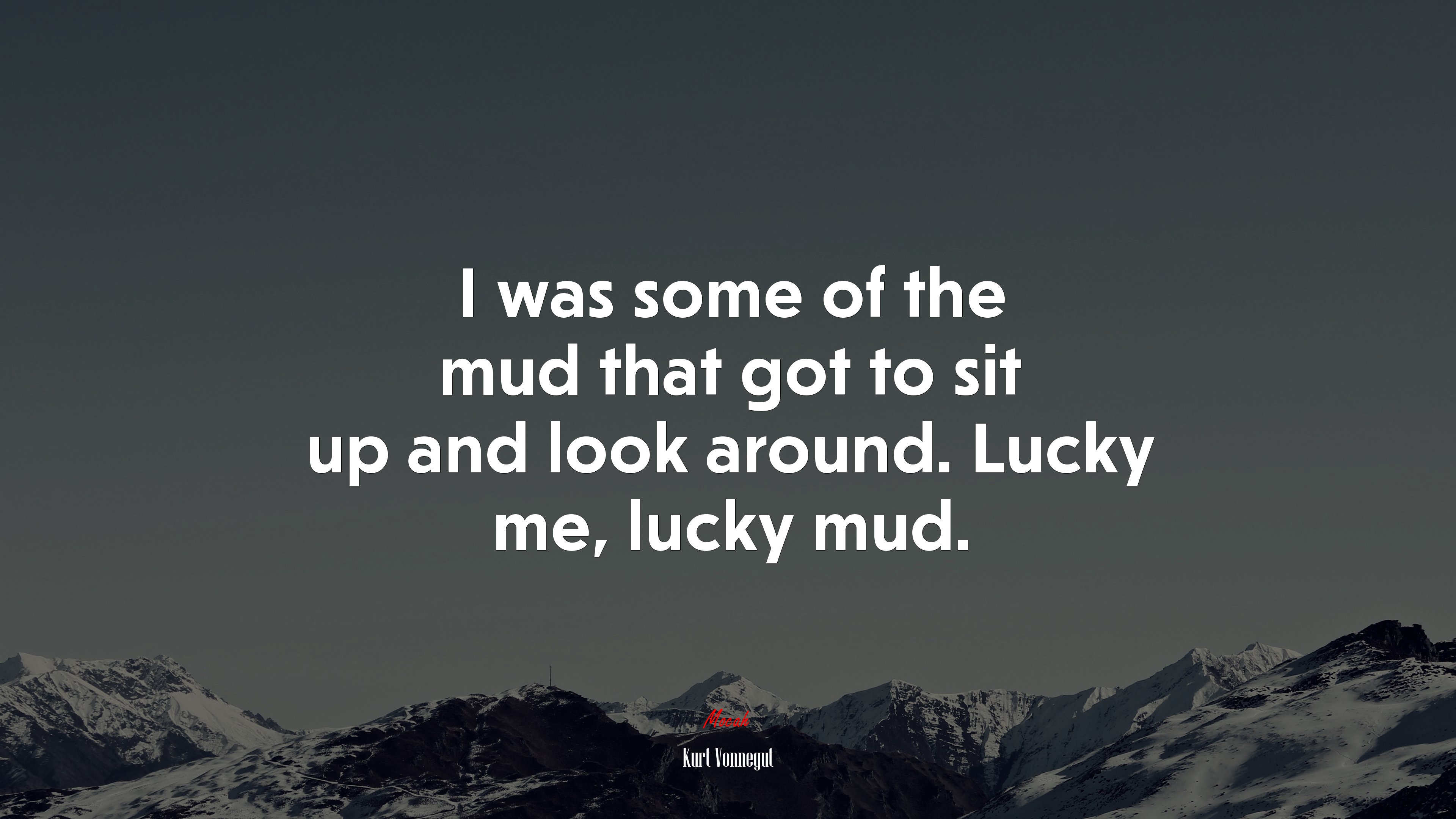 I was some of the mud that got to sit up and look around. Lucky me, lucky mud. | Kurt Vonnegut quote HD Wallpaper