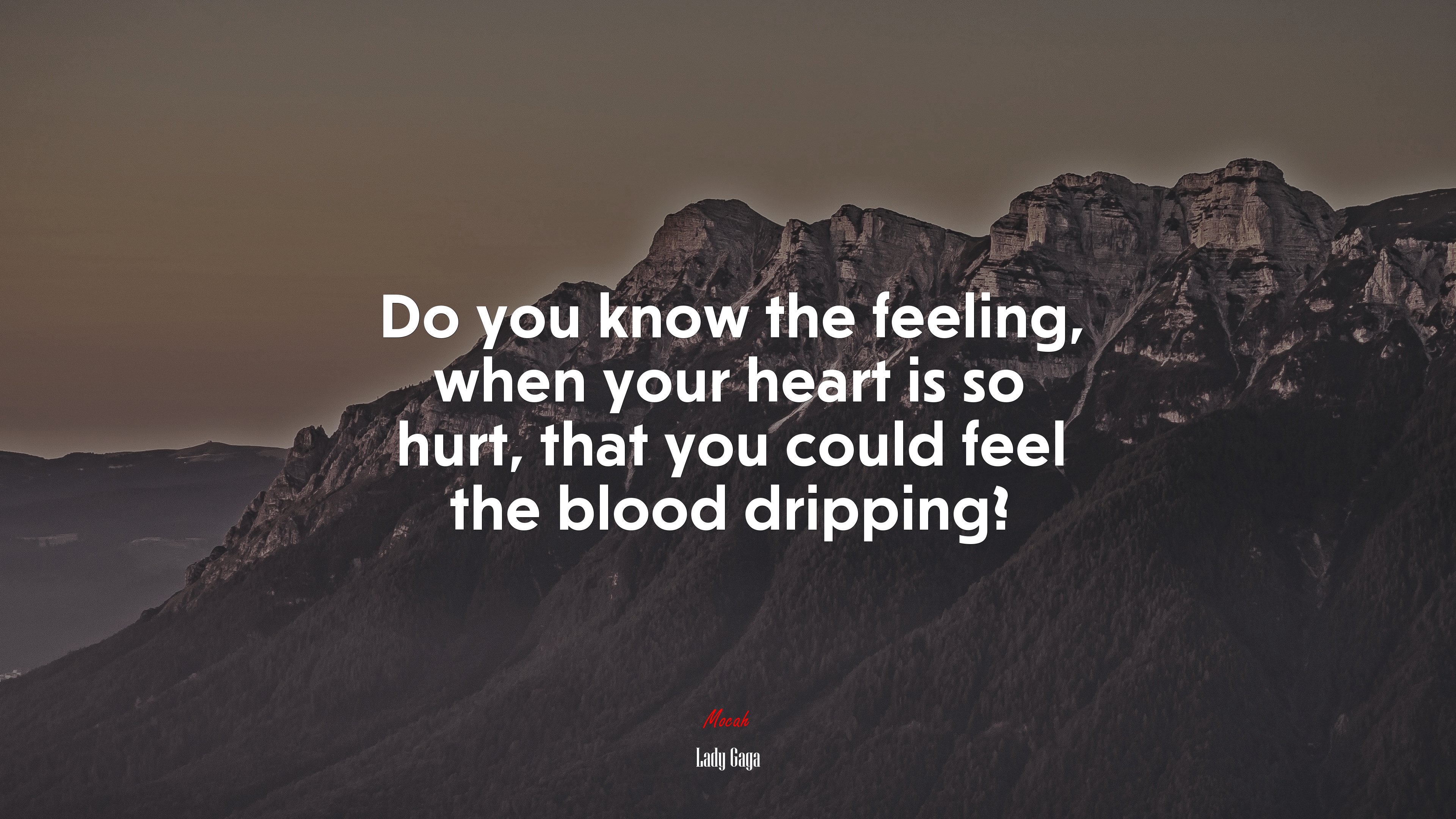 Do you know the feeling, when your heart is so hurt, that you could feel the blood dripping? | Lady Gaga quote HD Wallpaper