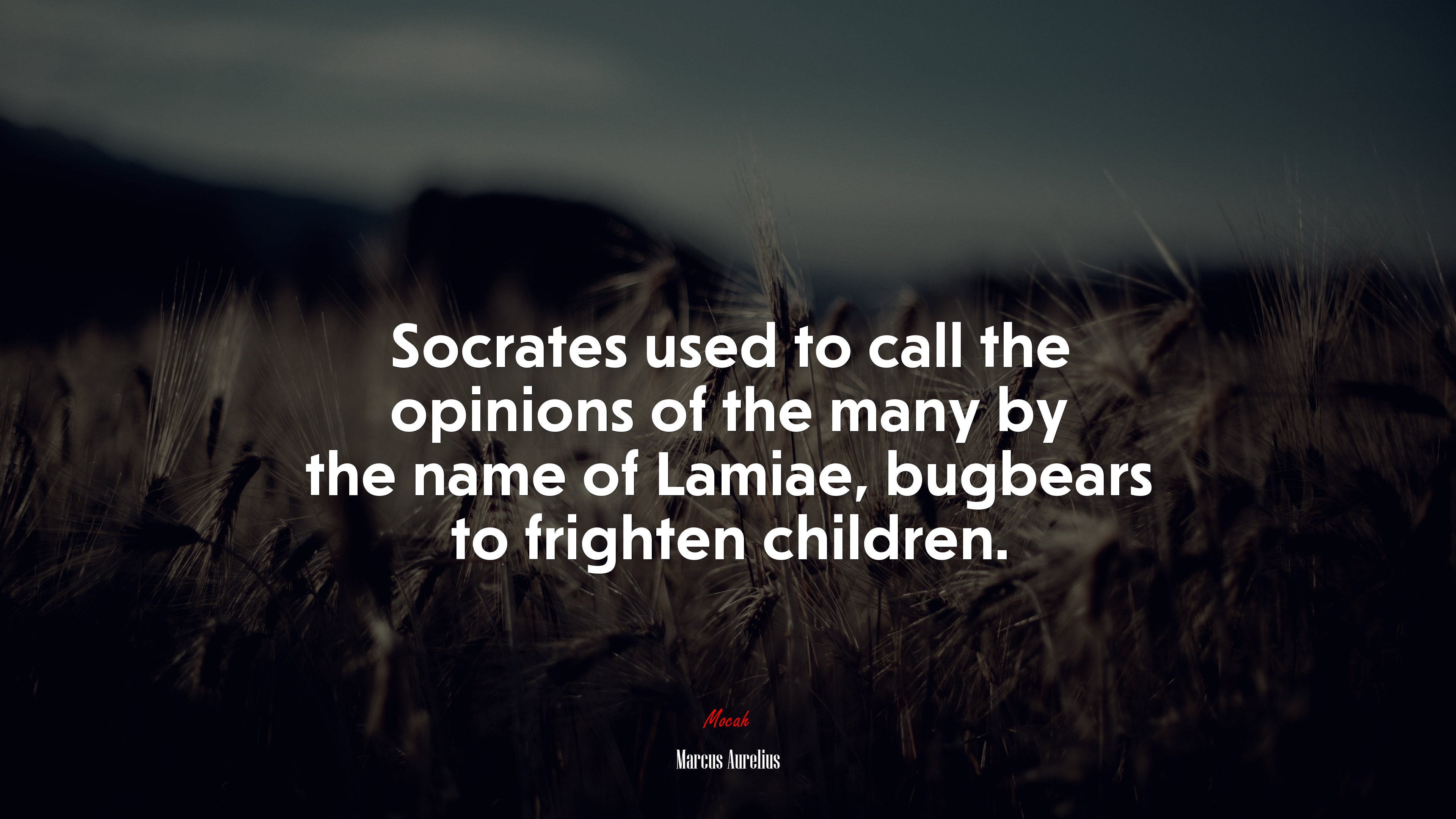 Socrates used to call the opinions of the many by the name of Lamiae, bugbears to frighten children. | Marcus Aurelius quote HD Wallpaper