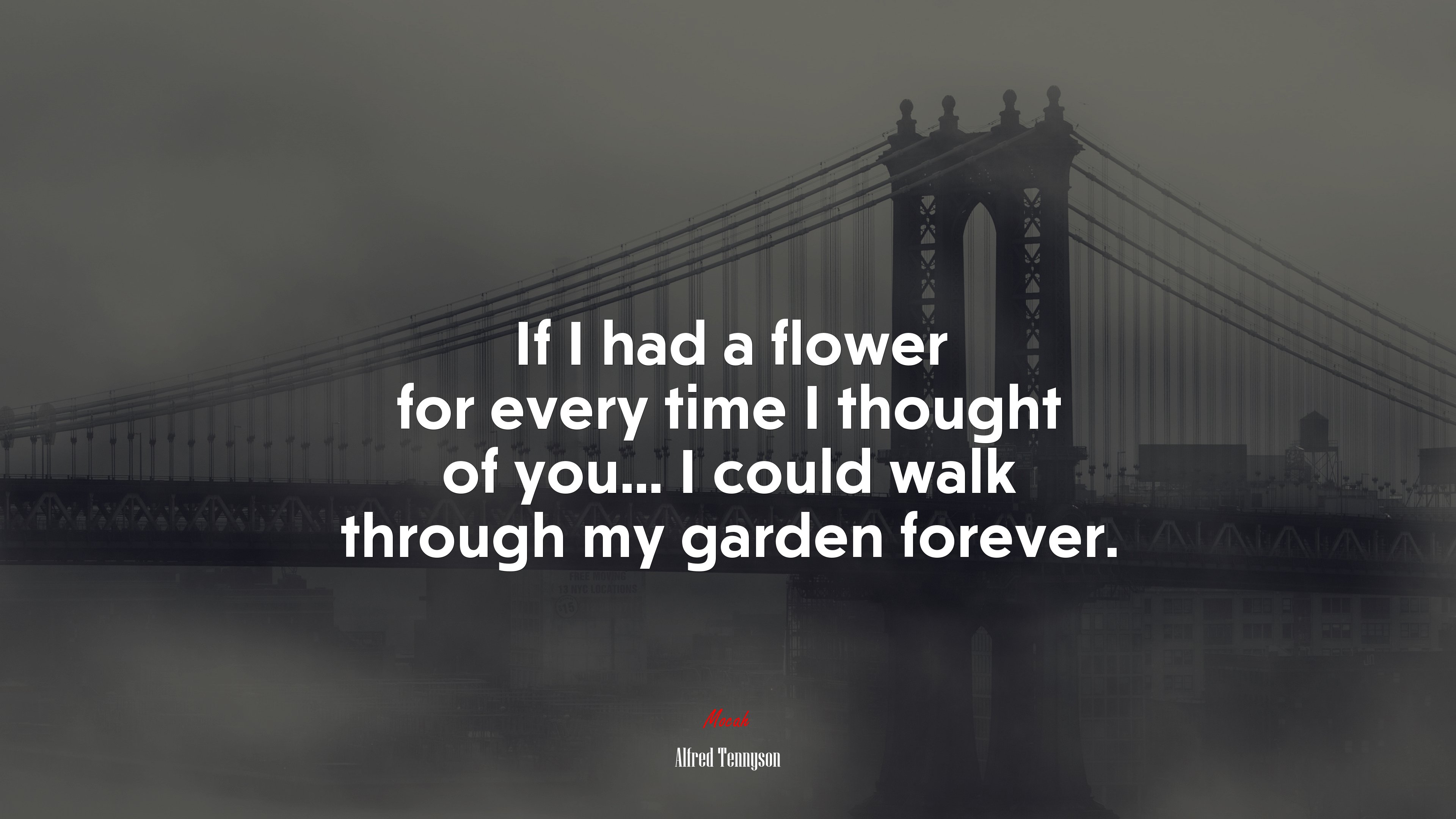 If I had a flower for every time I thought of you... I could walk through my garden forever. | Alfred Tennyson quote HD Wallpaper