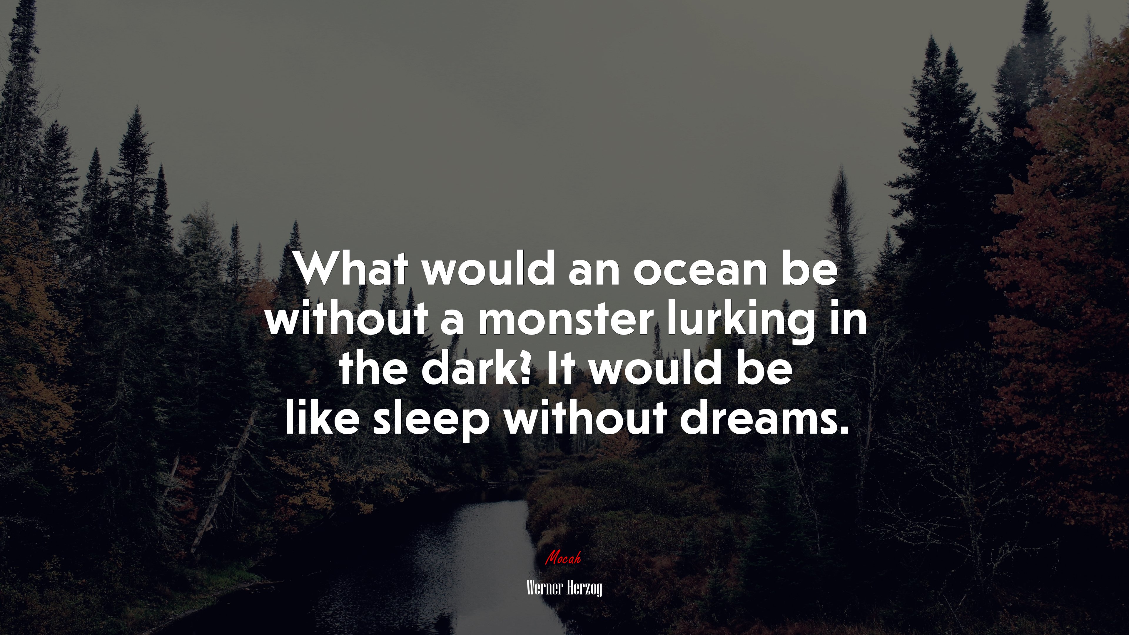 What would an ocean be without a monster lurking in the dark? It would be like sleep without dreams. | Werner Herzog quote HD Wallpaper