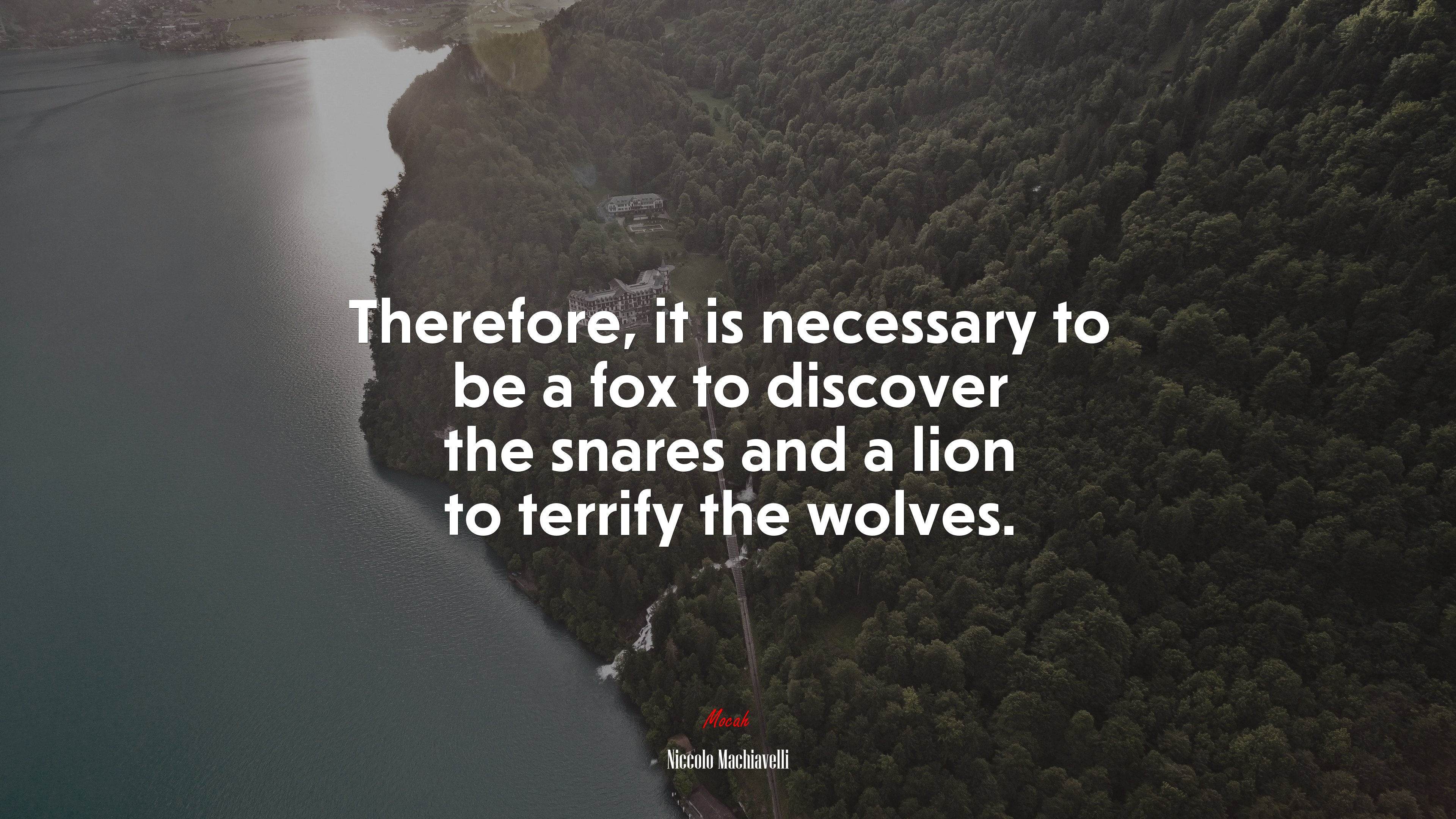 Therefore, it is necessary to be a fox to discover the snares and a lion to terrify the wolves. | Niccolò Machiavelli quote HD Wallpaper