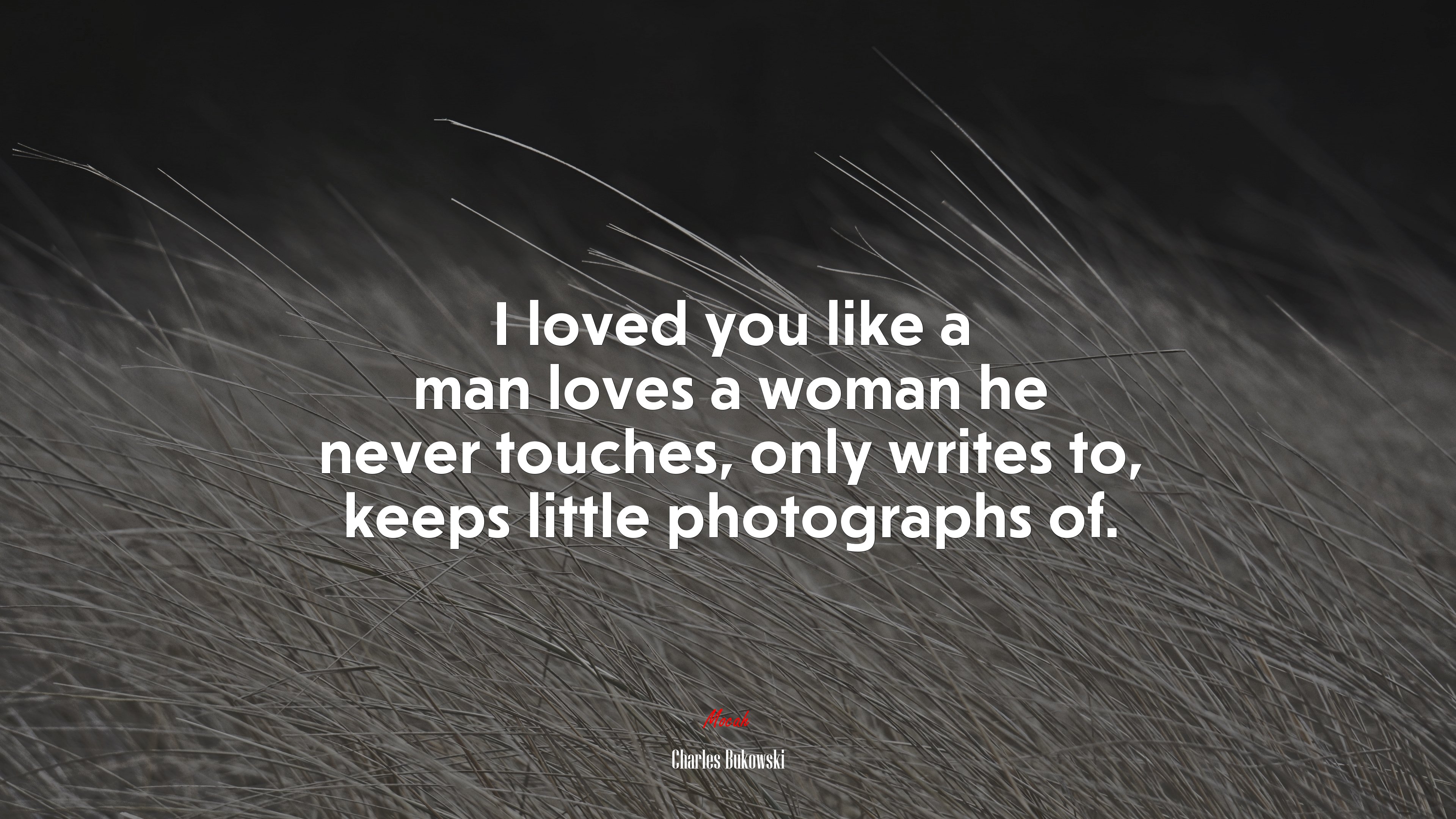 I loved you like a man loves a woman he never touches, only writes to, keeps little photographs of. | Charles Bukowski quote HD Wallpaper