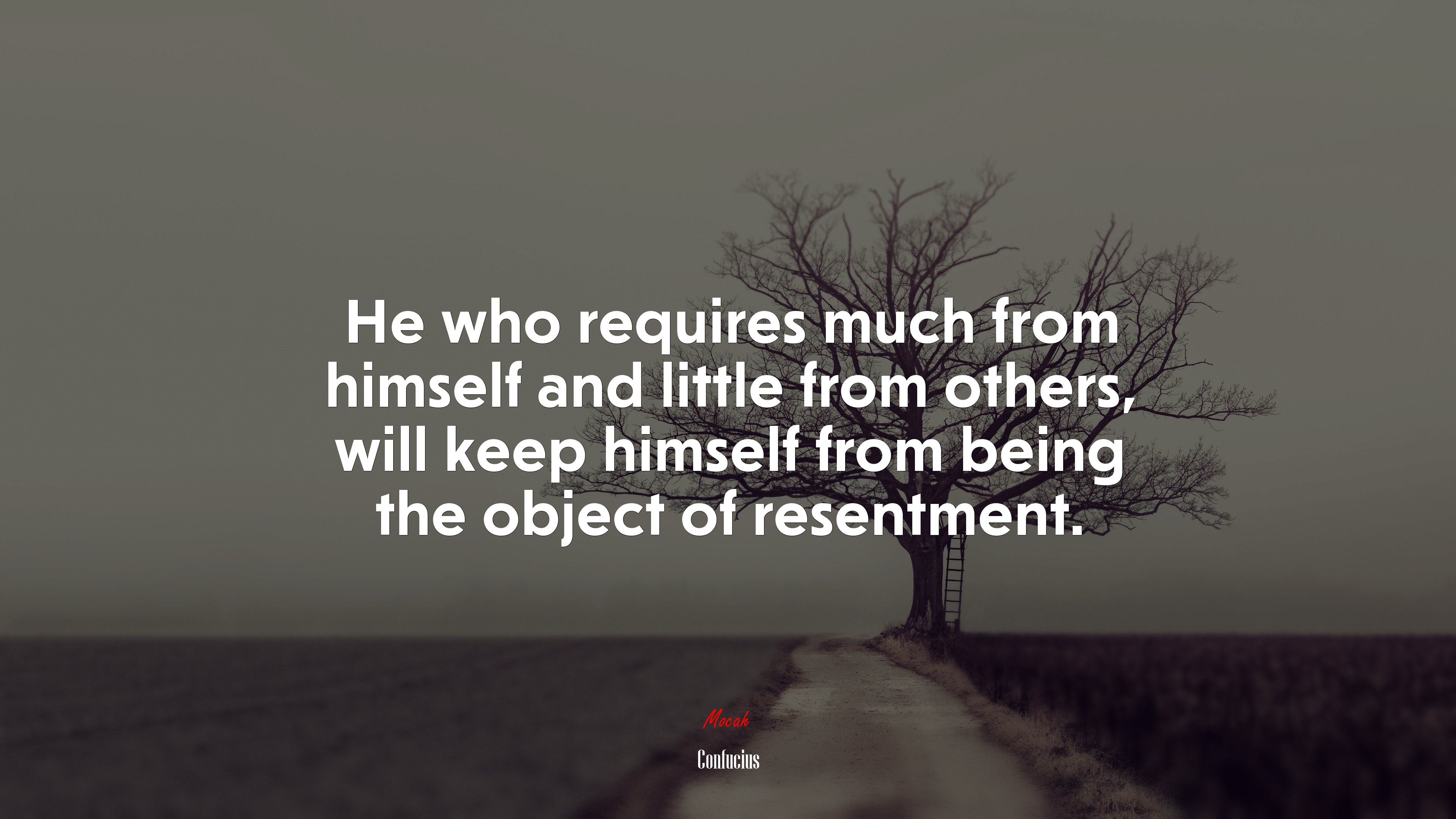 He who requires much from himself and little from others, will keep himself from being the object of resentment. | Confucius quote HD Wallpaper