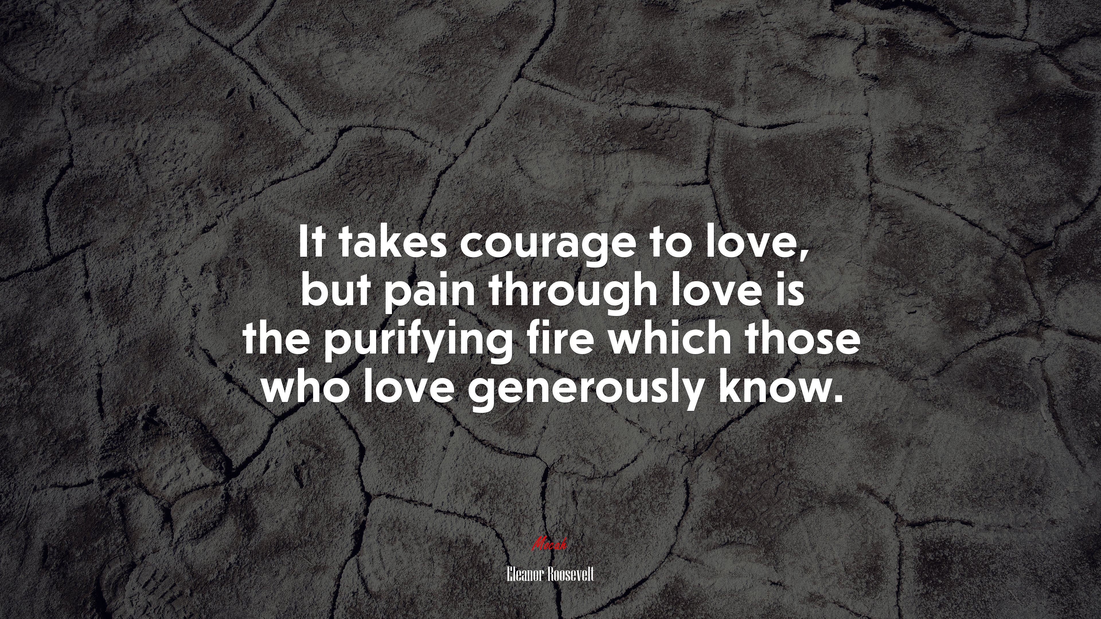 It takes courage to love, but pain through love is the purifying fire which those who love generously know. | Eleanor Roosevelt quote HD Wallpaper
