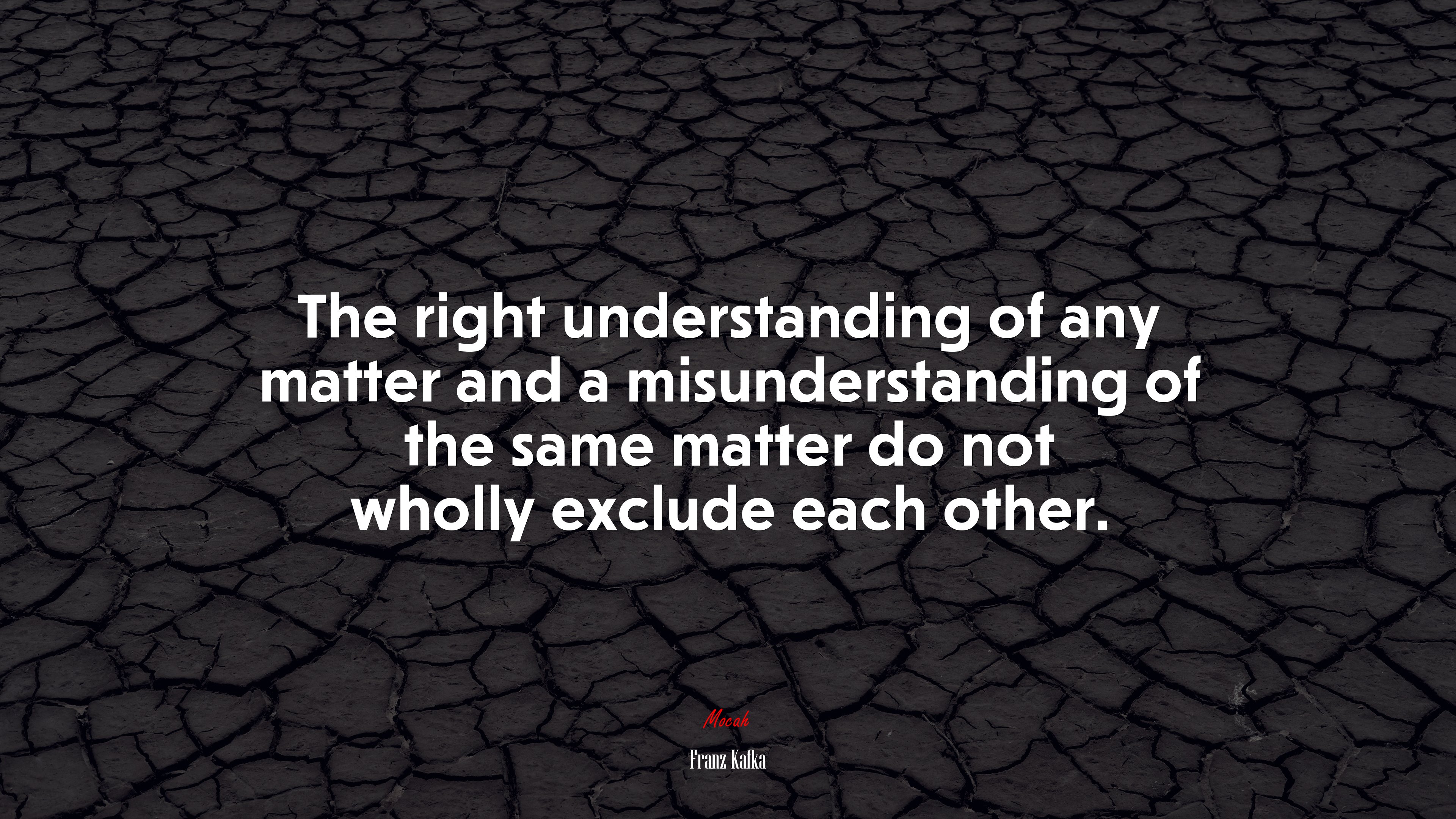 The right understanding of any matter and a misunderstanding of the same matter do not wholly exclude each other. | Franz Kafka quote HD Wallpaper