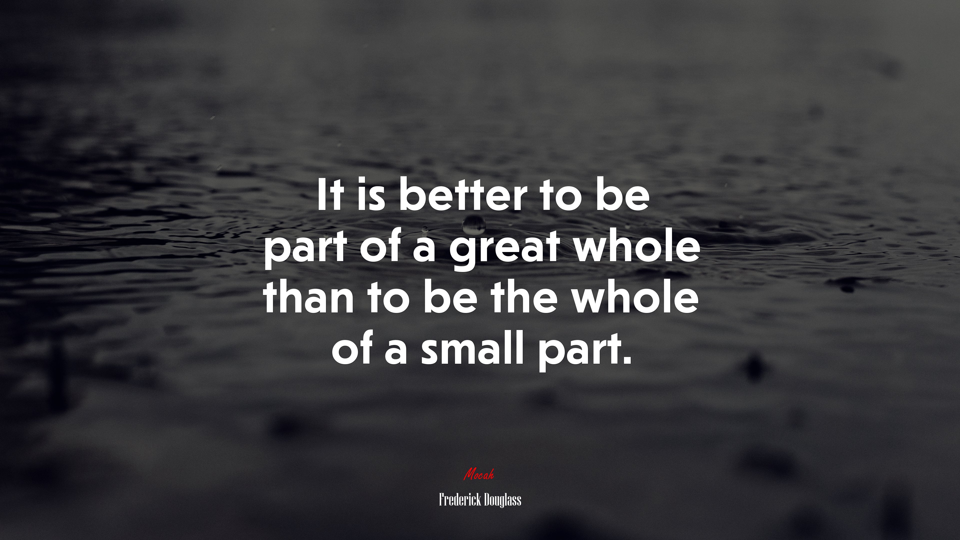It is better to be part of a great whole than to be the whole of a small part. | Frederick Douglass quote HD Wallpaper