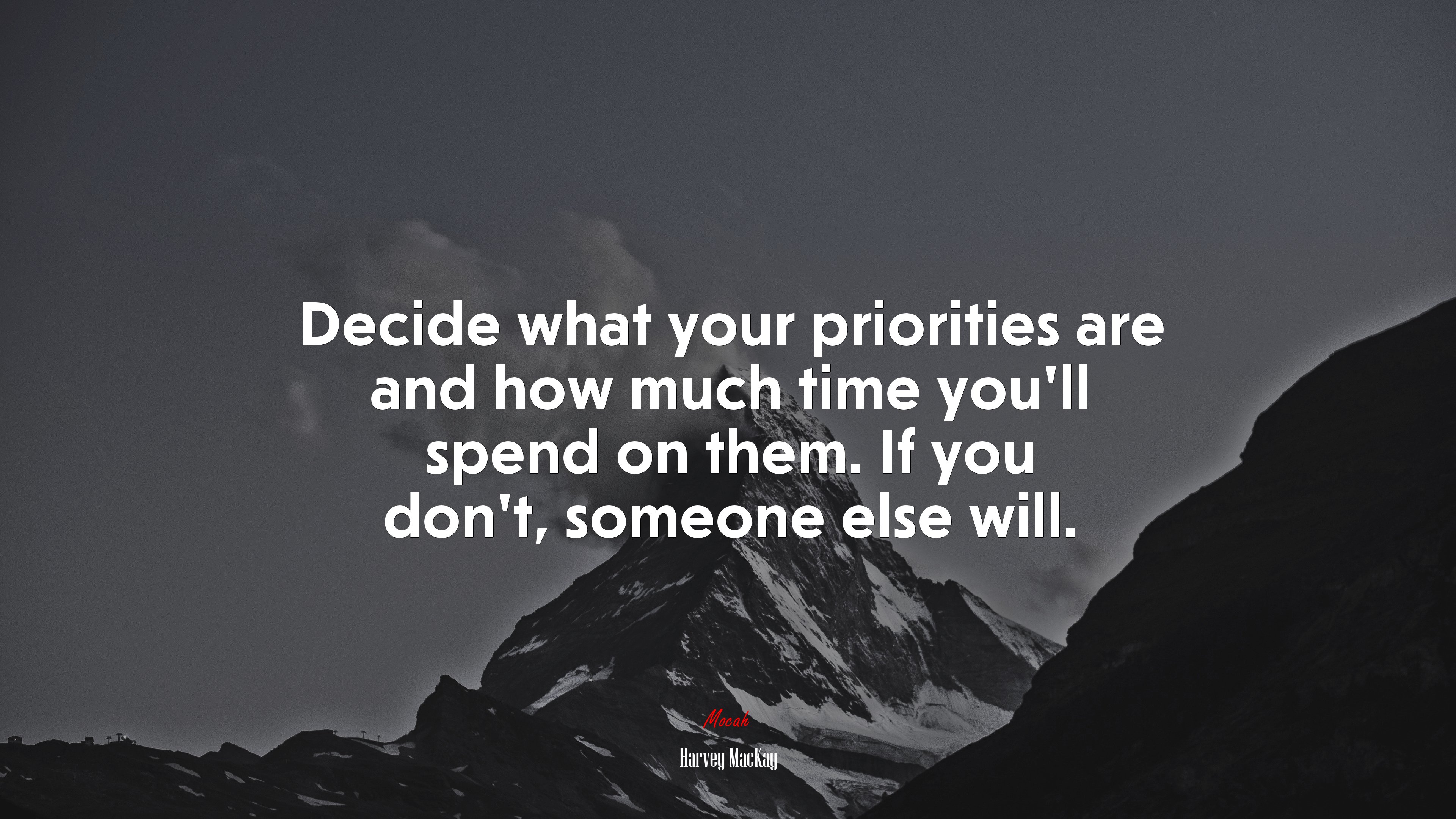 Decide what your priorities are and how much time you’ll spend on them. If you don’t, someone else will. | Harvey MacKay quote HD Wallpaper