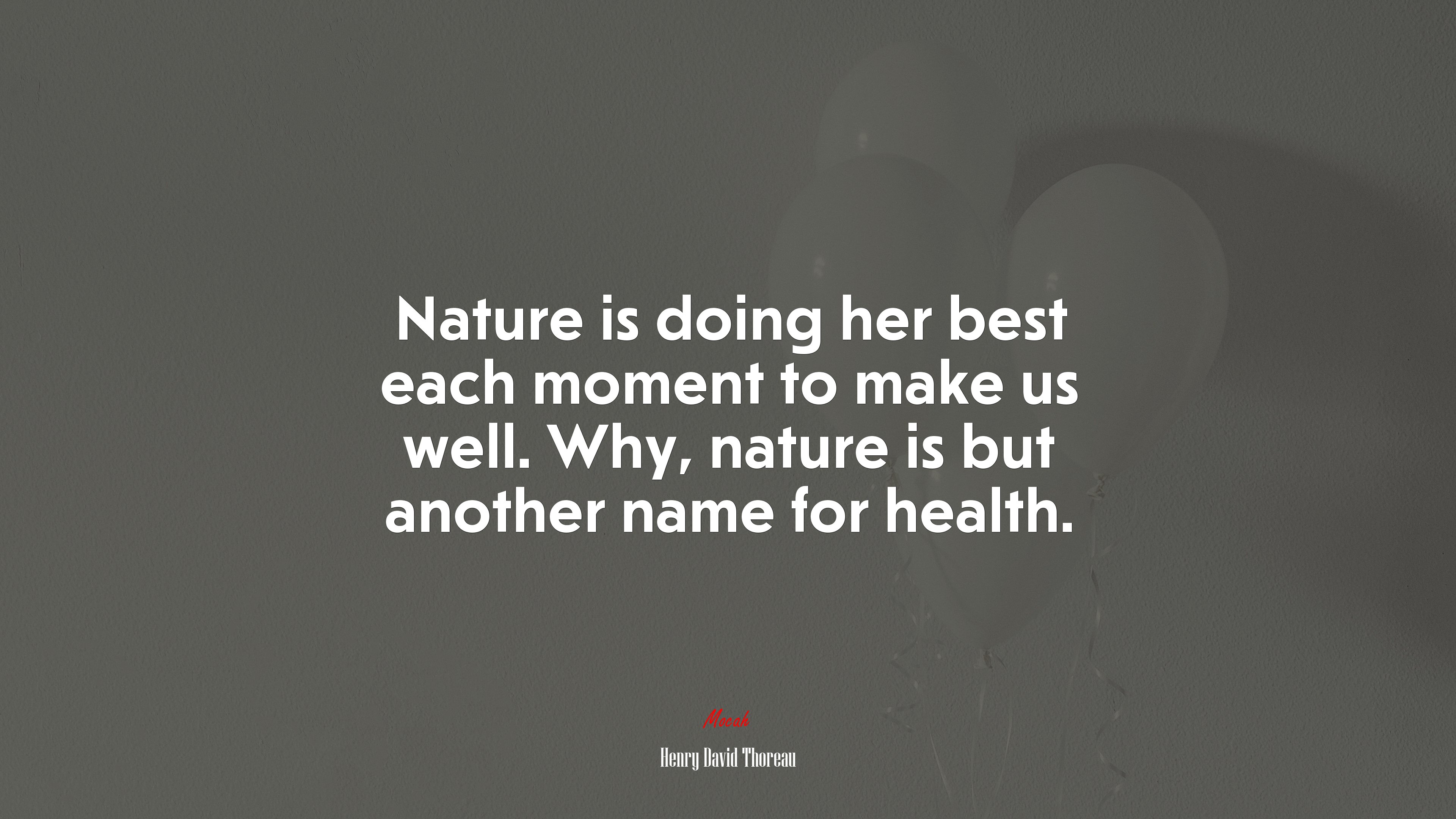 Nature is doing her best each moment to make us well. Why, nature is but another name for health. | Henry David Thoreau quote HD Wallpaper