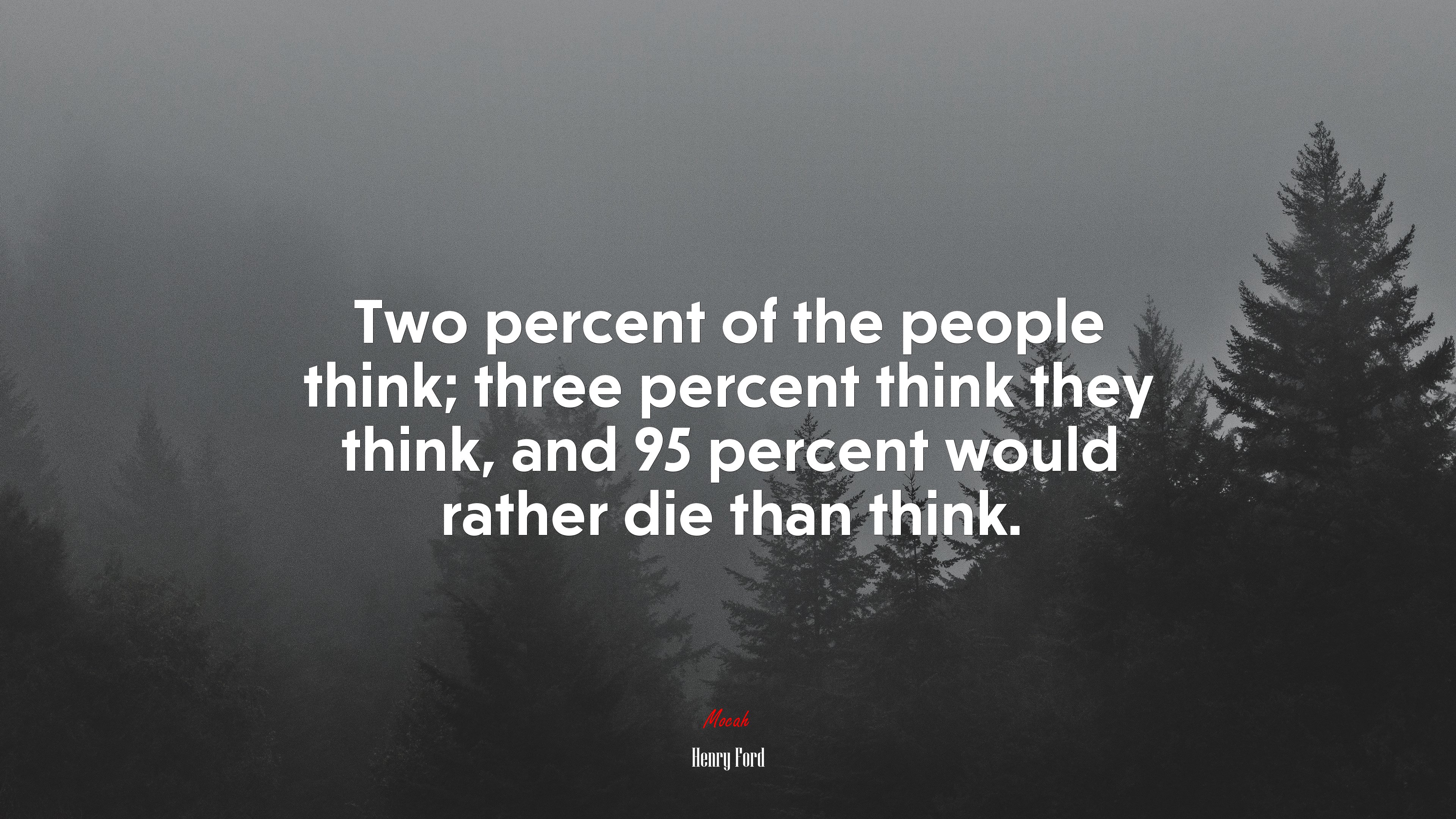 Two percent of the people think; three percent think they think, and 95 percent would rather die than think. | Henry Ford quote HD Wallpaper