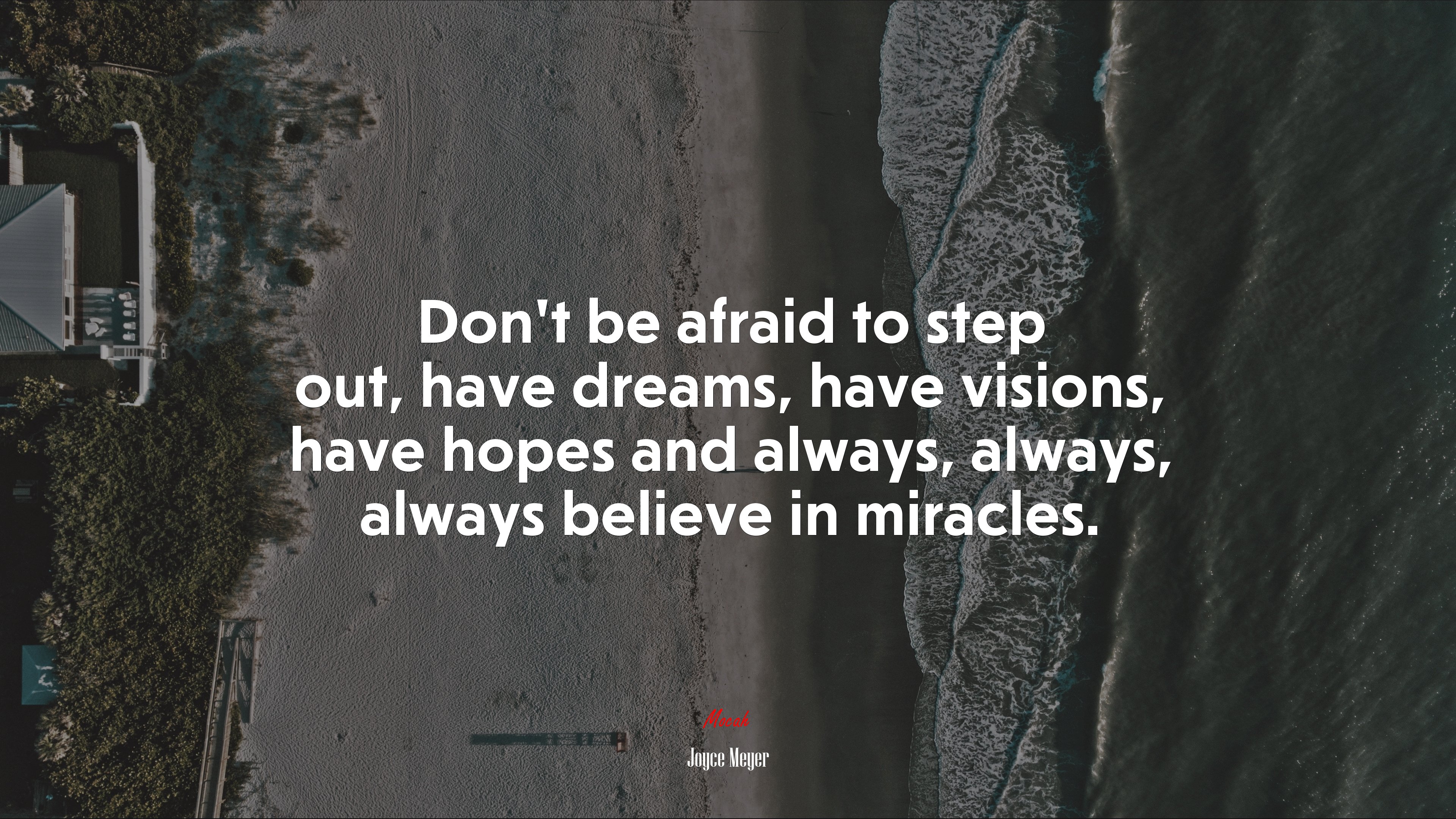 Don’t be afraid to step out, have dreams, have visions, have hopes and always, always, always believe in miracles. | Joyce Meyer quote HD Wallpaper