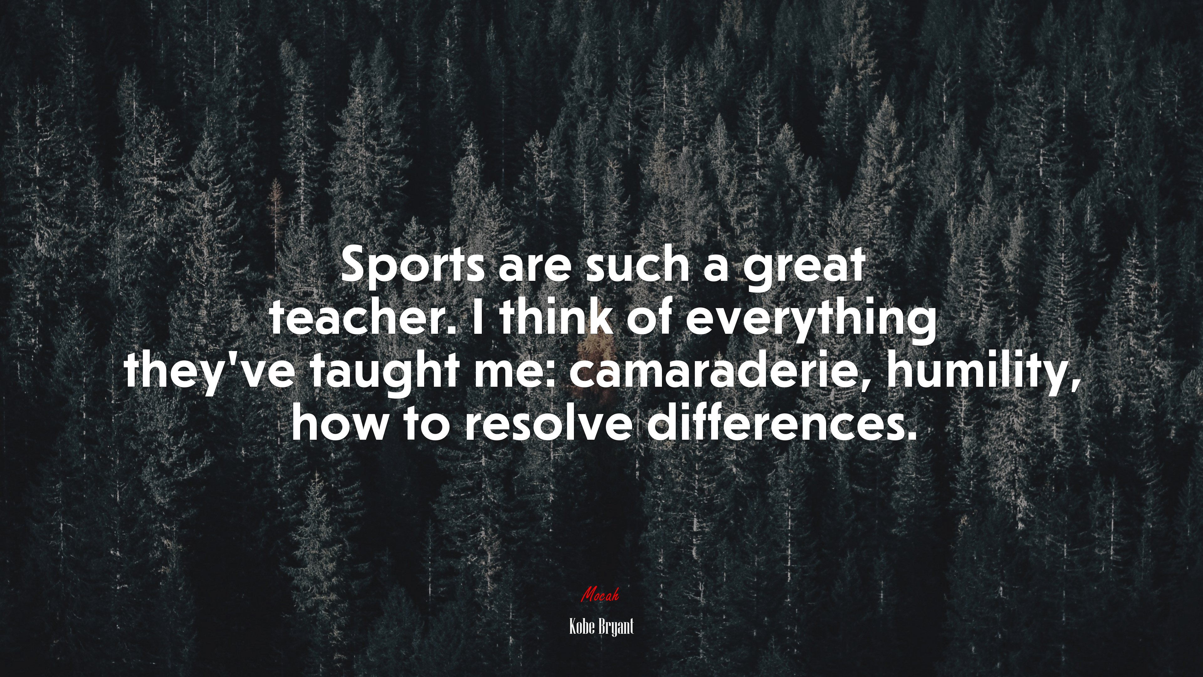 Sports are such a great teacher. I think of everything they’ve taught me: camaraderie, humility, how to resolve differences. | Kobe Bryant quote HD Wallpaper