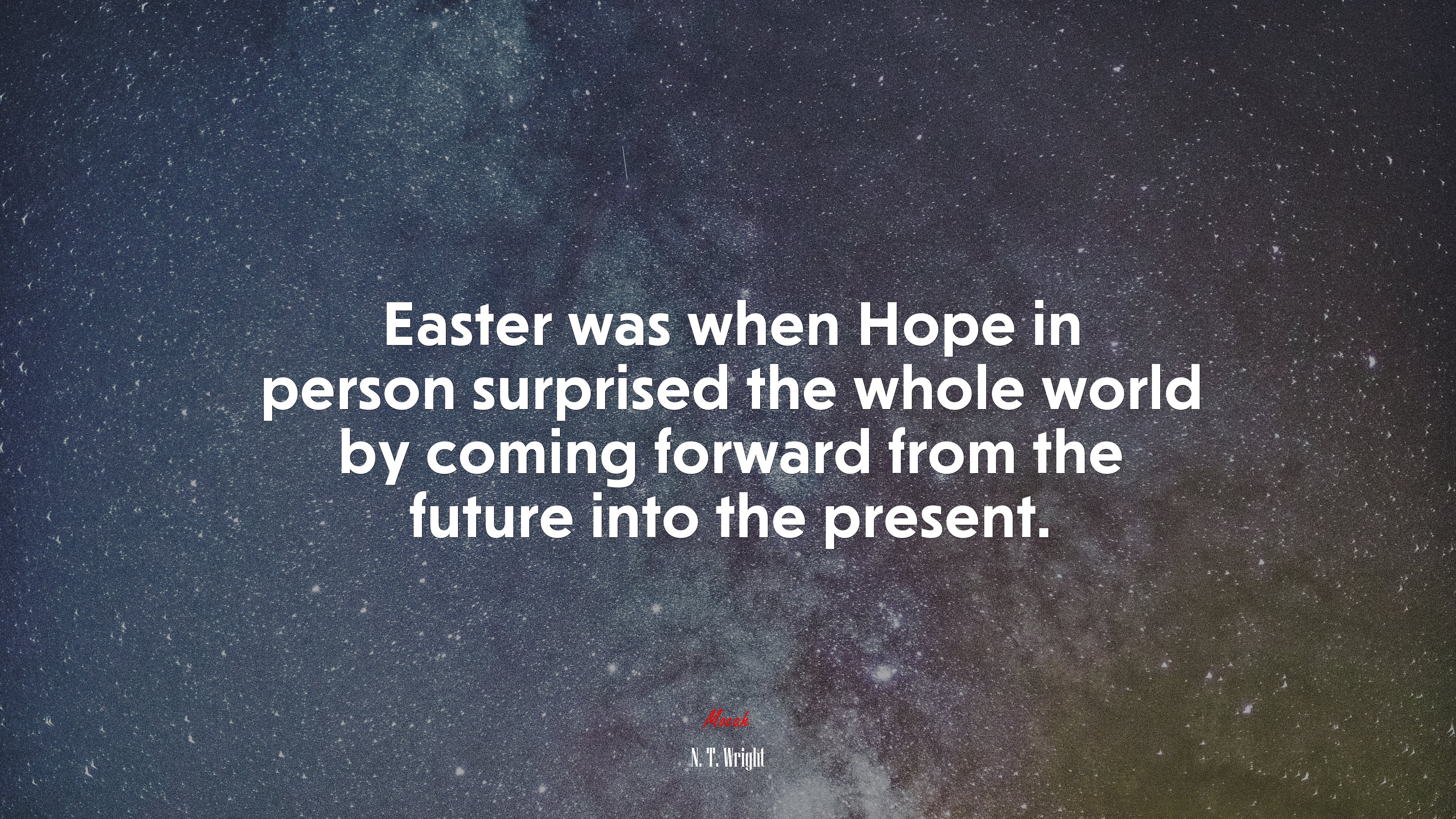 Easter was when Hope in person surprised the whole world by coming forward from the future into the present. | N. T. Wright quote HD Wallpaper