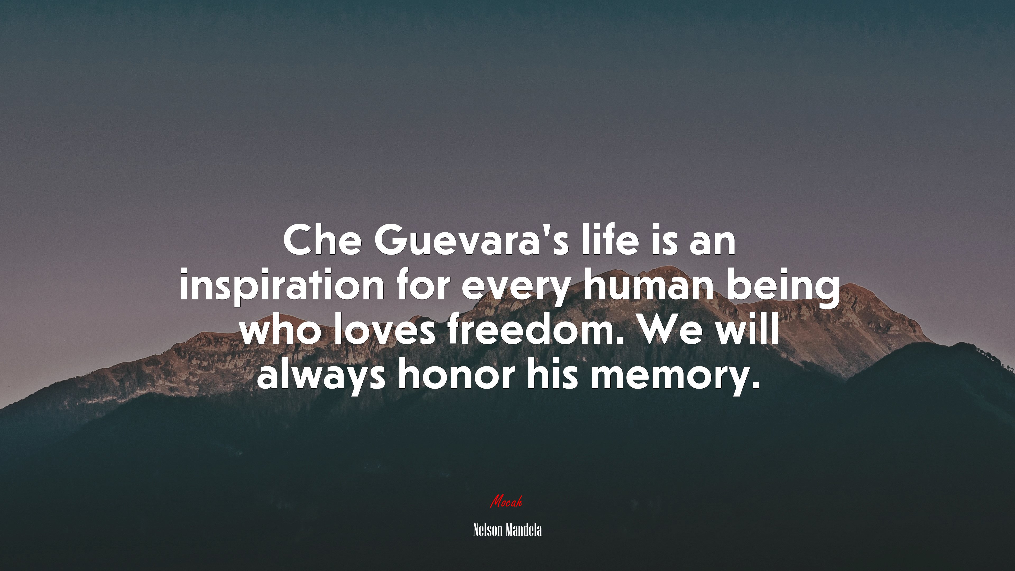 Che Guevara’s life is an inspiration for every human being who loves freedom. We will always honor his memory. | Nelson Mandela quote HD Wallpaper