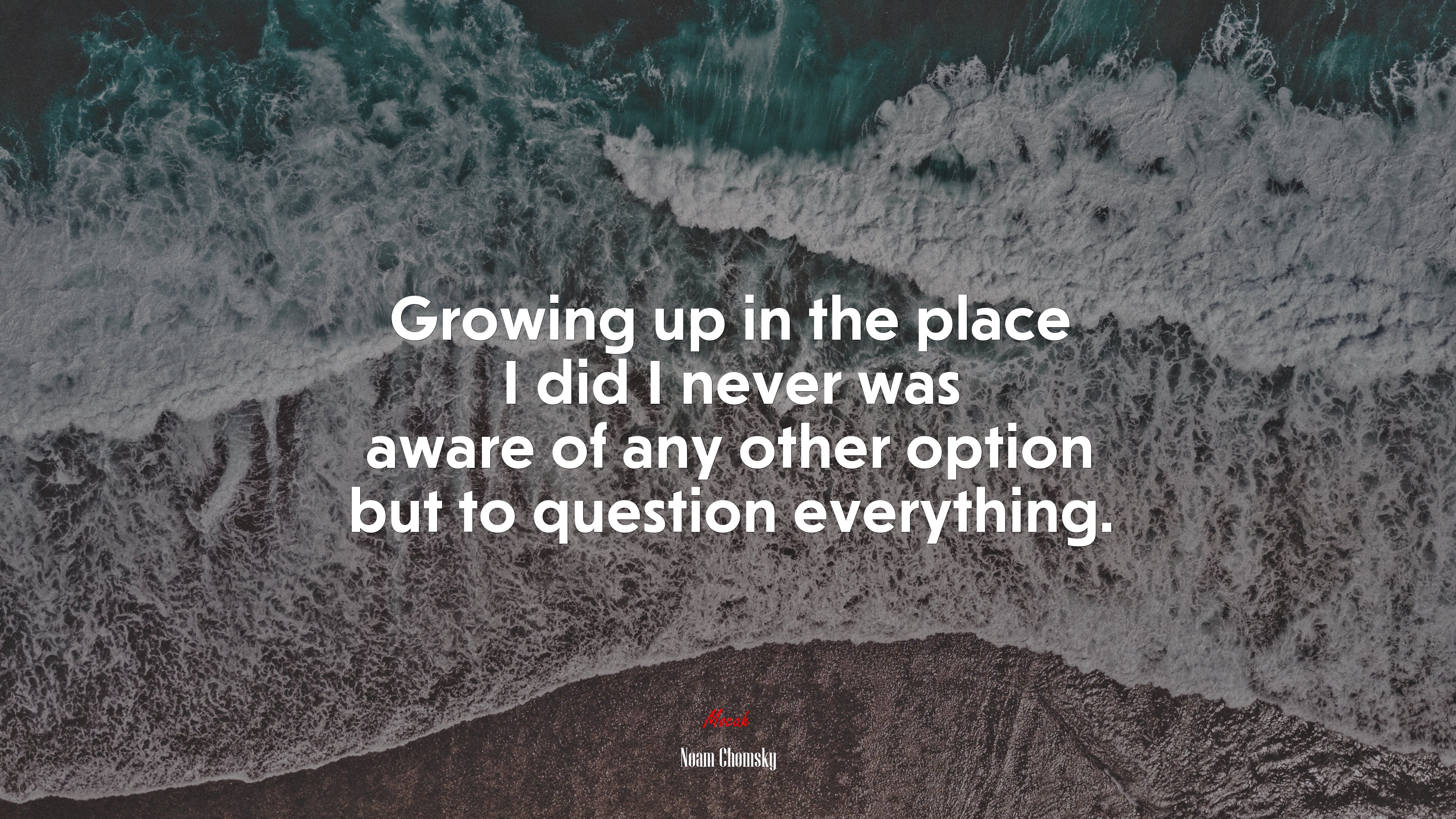 Growing up in the place I did I never was aware of any other option but to question everything. | Noam Chomsky quote HD Wallpaper