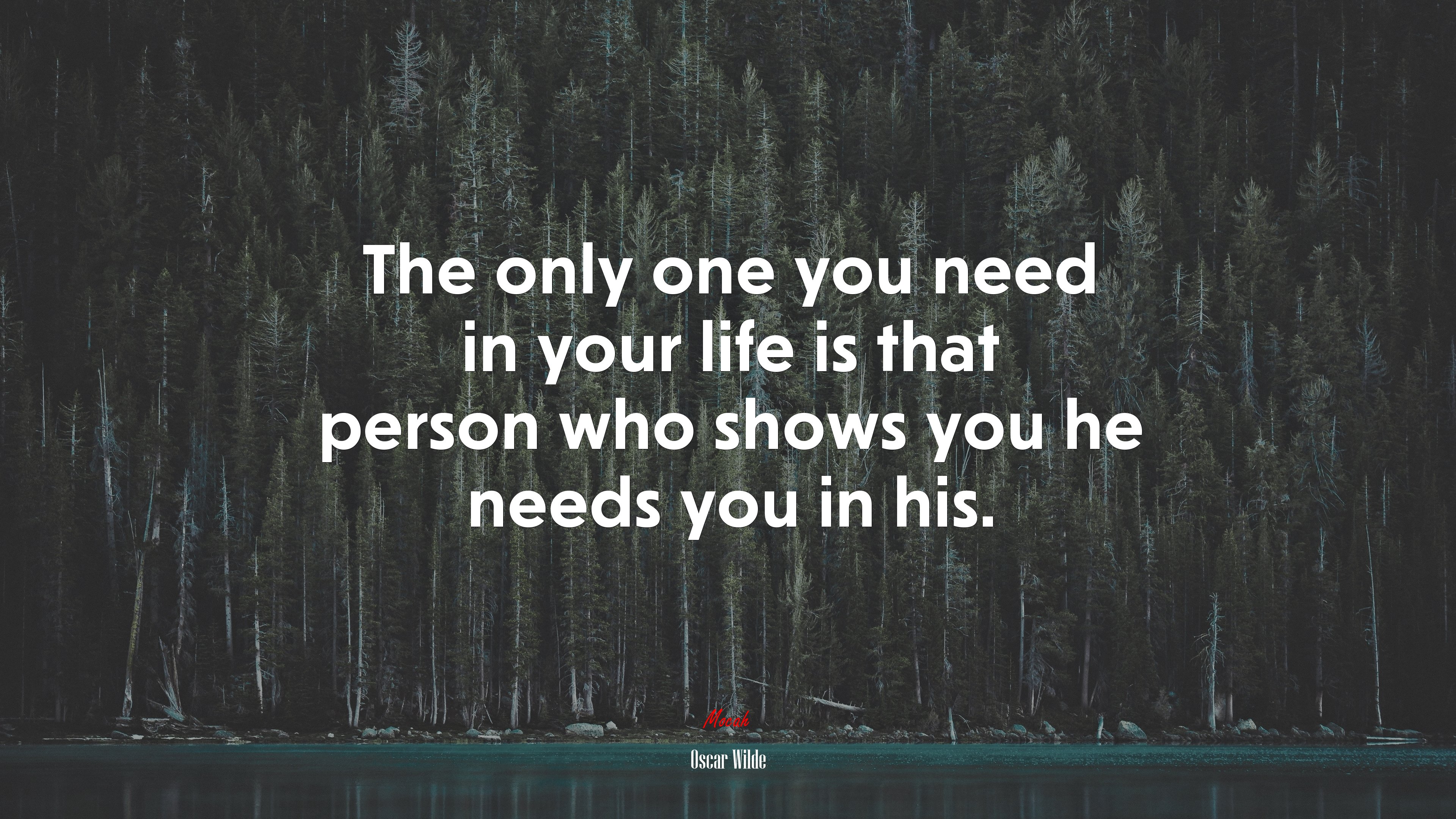 The only one you need in your life is that person who shows you he needs you in his. | Oscar Wilde quote HD Wallpaper