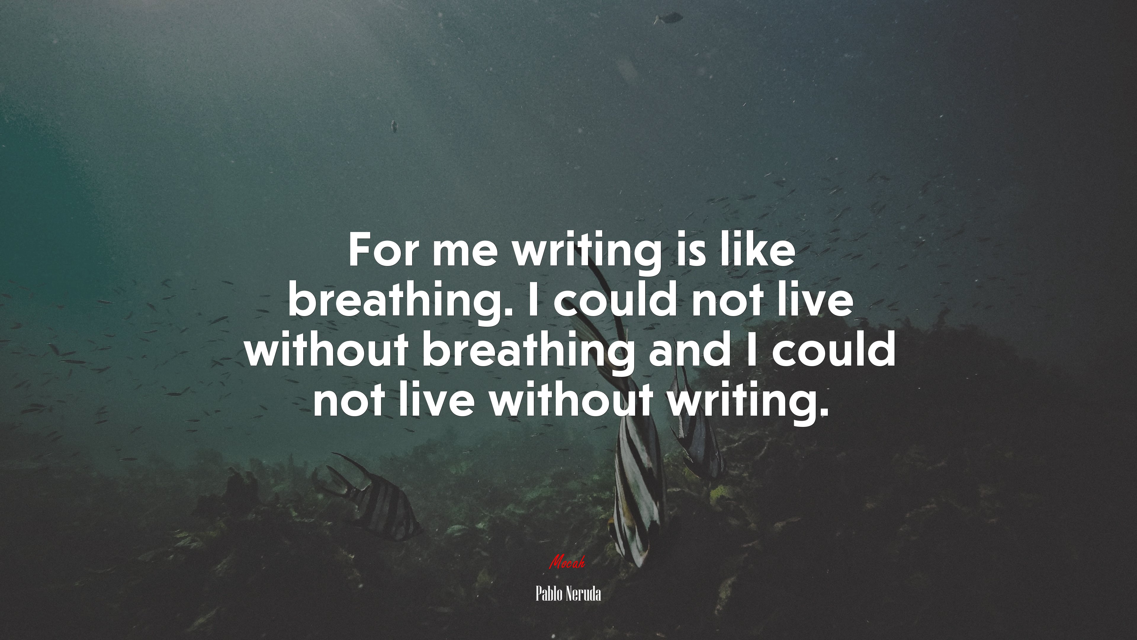 For me writing is like breathing. I could not live without breathing and I could not live without writing. | Pablo Neruda quote HD Wallpaper