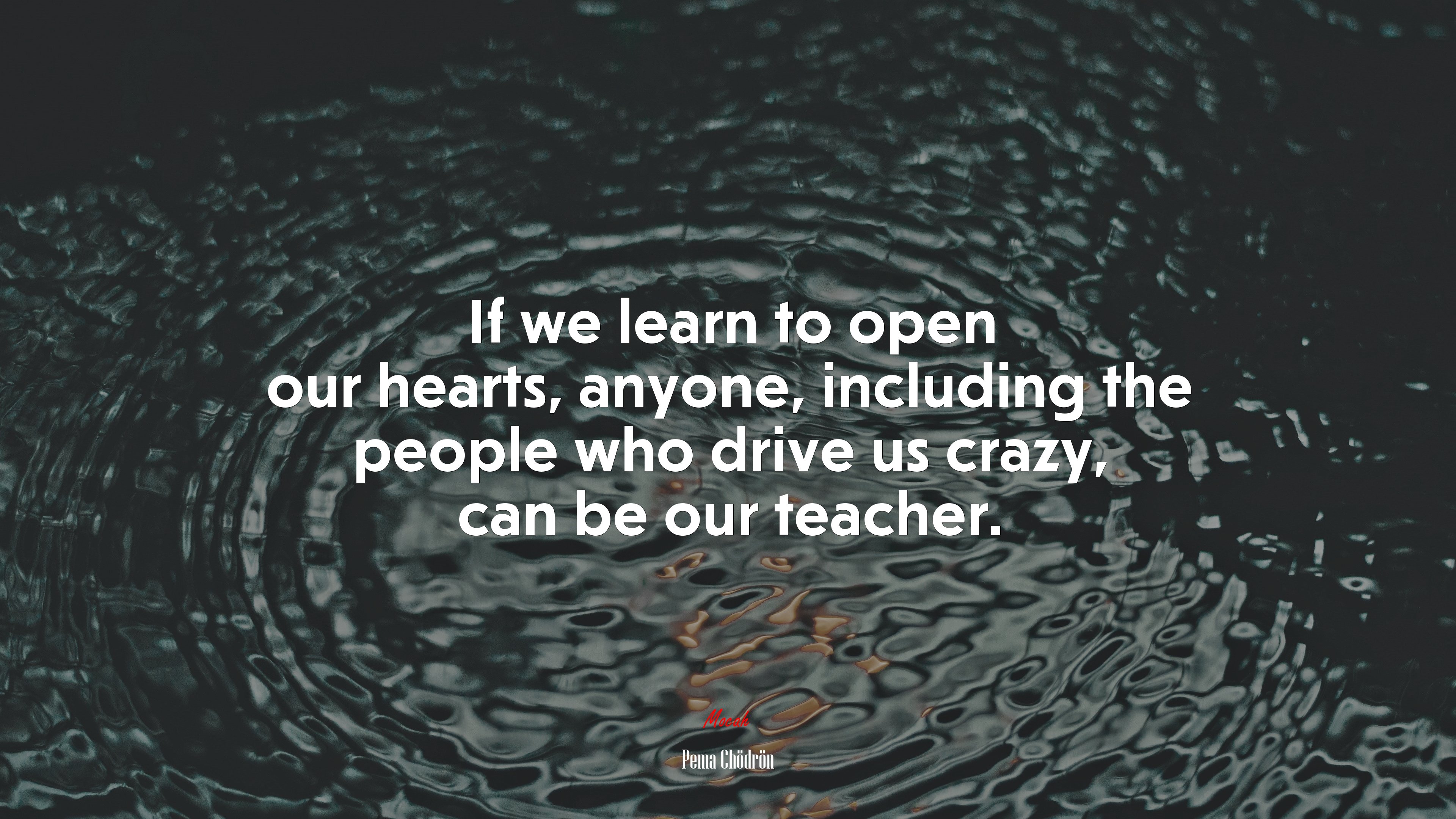 If we learn to open our hearts, anyone, including the people who drive us crazy, can be our teacher. | Pema Chödrön quote HD Wallpaper