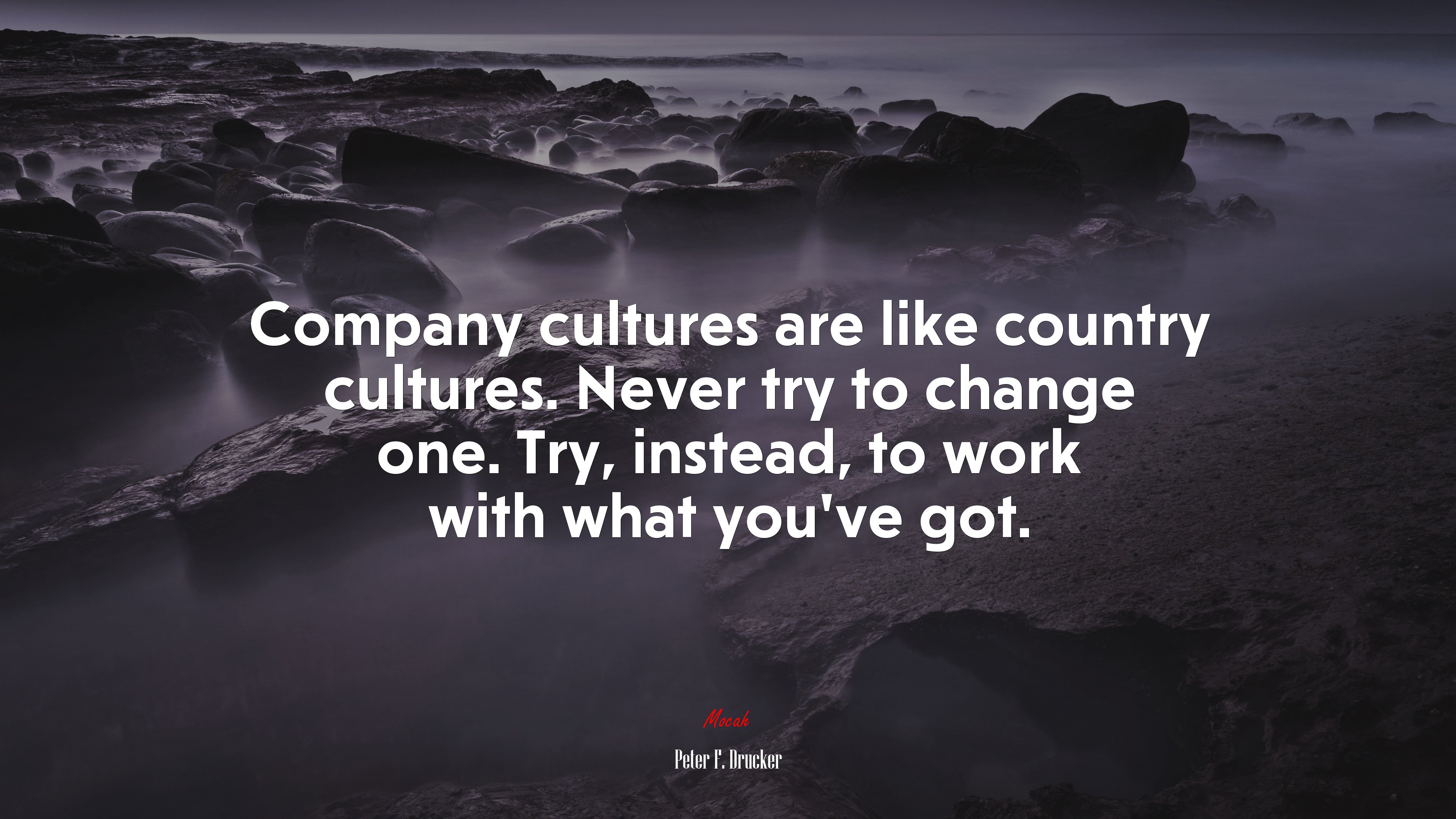 Company cultures are like country cultures. Never try to change one. Try, instead, to work with what you’ve got. | Peter F. Drucker quote HD Wallpaper