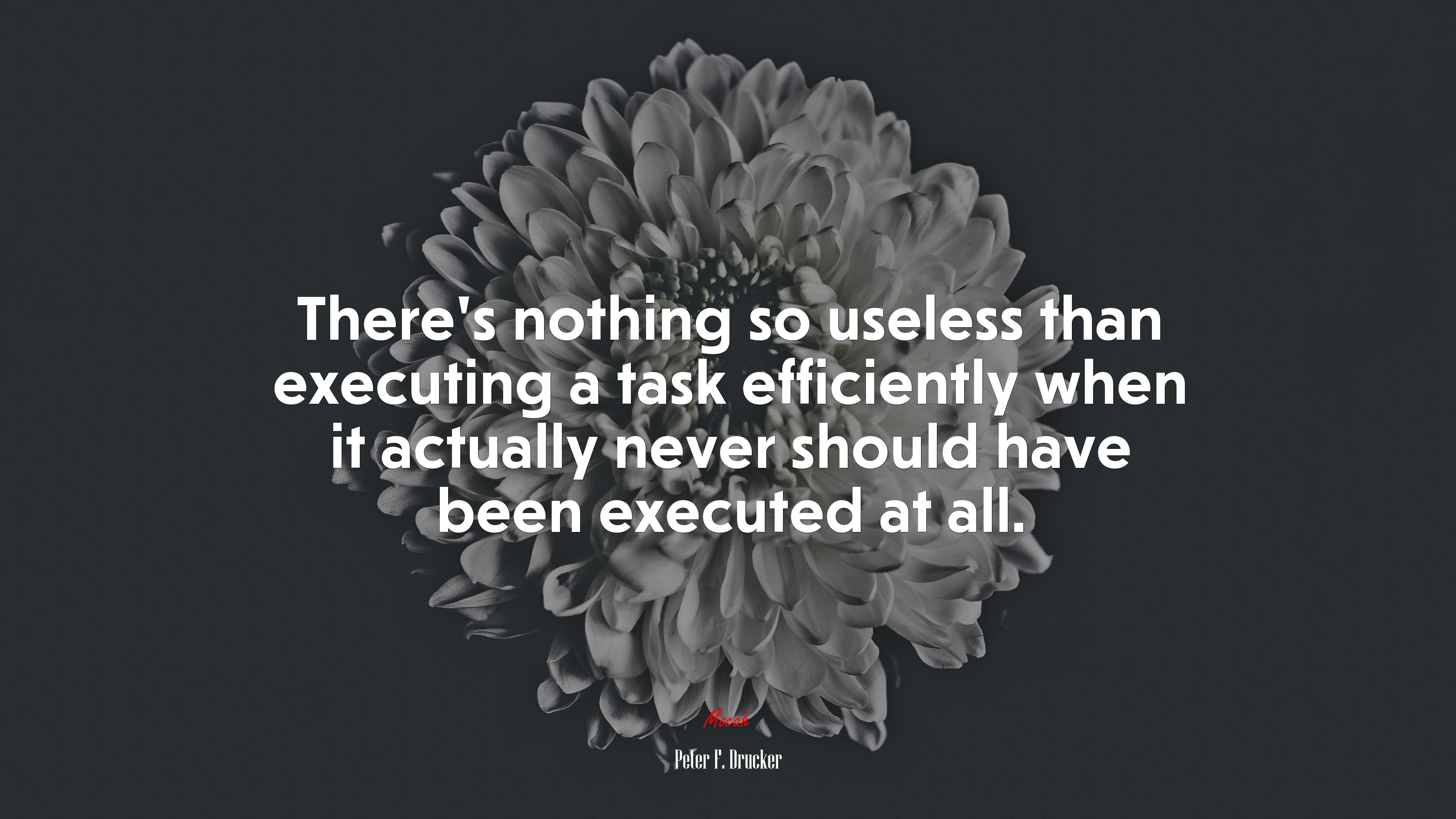 There’s nothing so useless than executing a task efficiently when it actually never should have been executed at all. | Peter F. Drucker quote HD Wallpaper