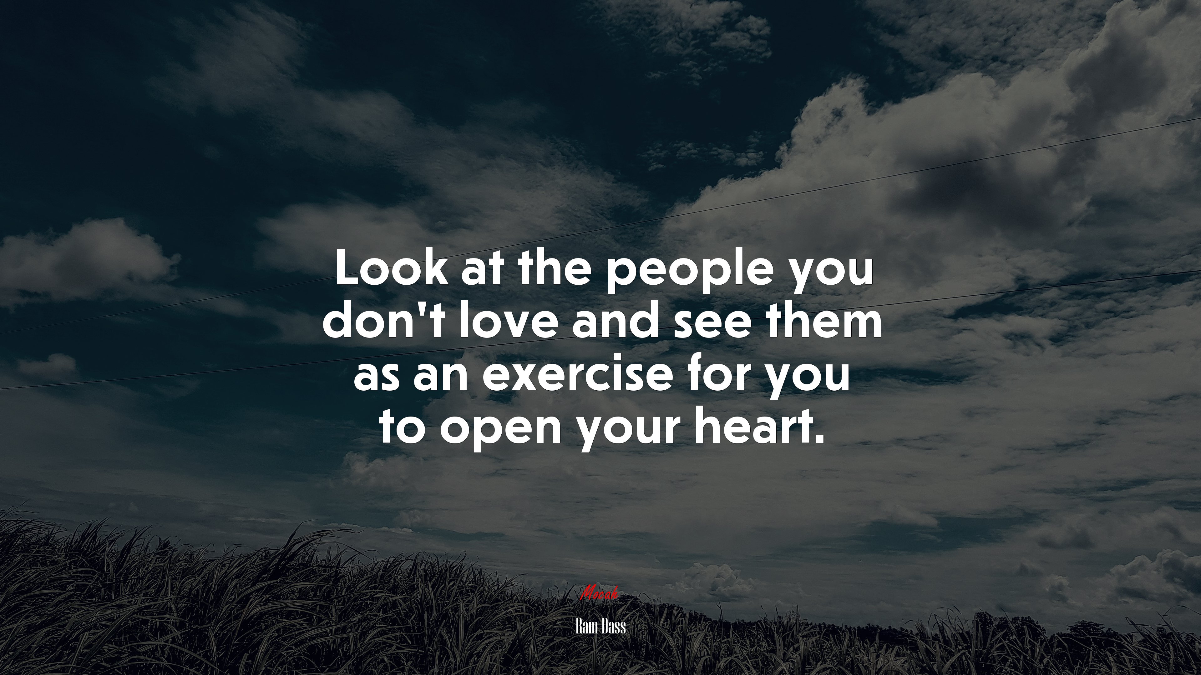 Look at the people you don’t love and see them as an exercise for you to open your heart. | Ram Dass quote HD Wallpaper