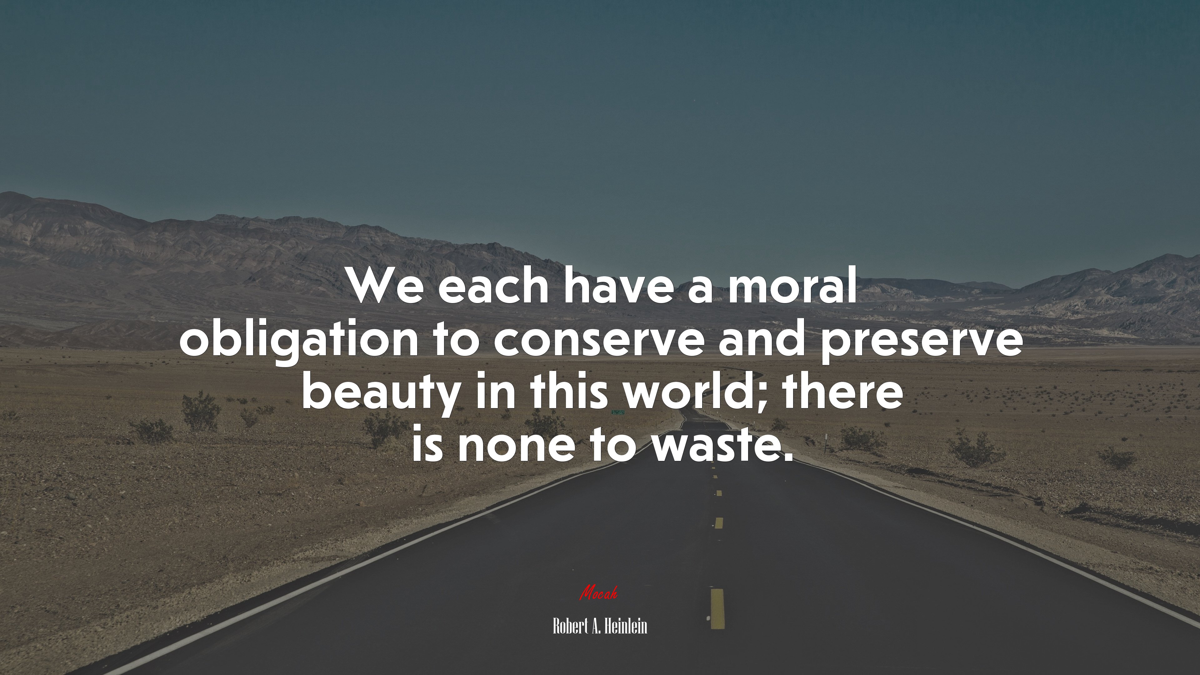 We each have a moral obligation to conserve and preserve beauty in this world; there is none to waste. | Robert A. Heinlein quote HD Wallpaper