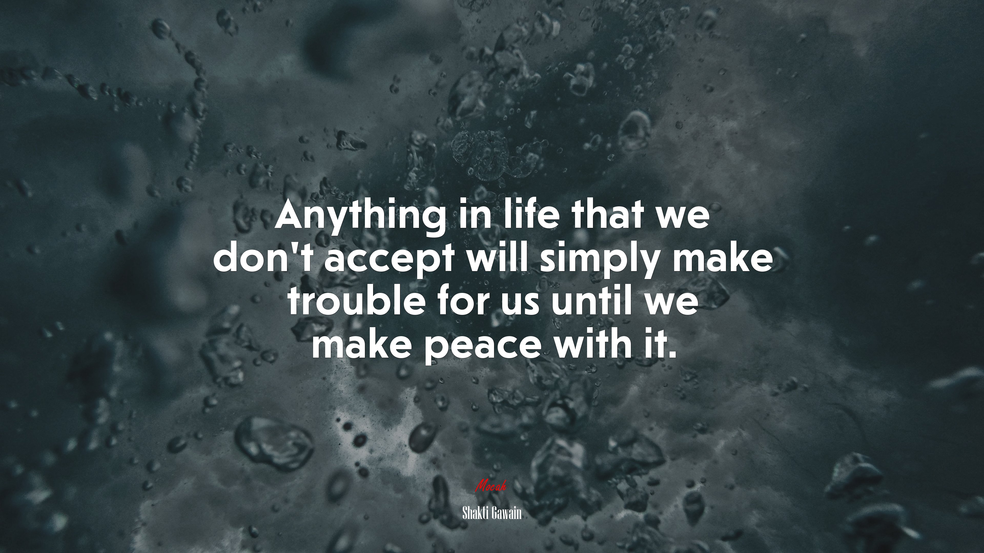 Anything in life that we don’t accept will simply make trouble for us until we make peace with it. | Shakti Gawain quote HD Wallpaper