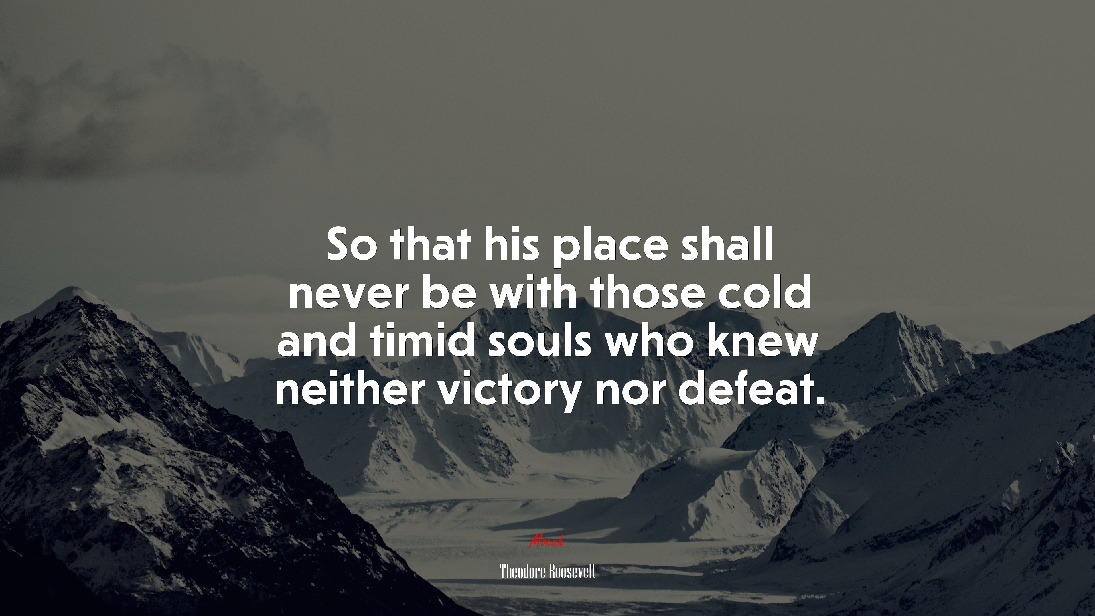 So that his place shall never be with those cold and timid souls who knew neither victory nor defeat. | Theodore Roosevelt quote HD Wallpaper