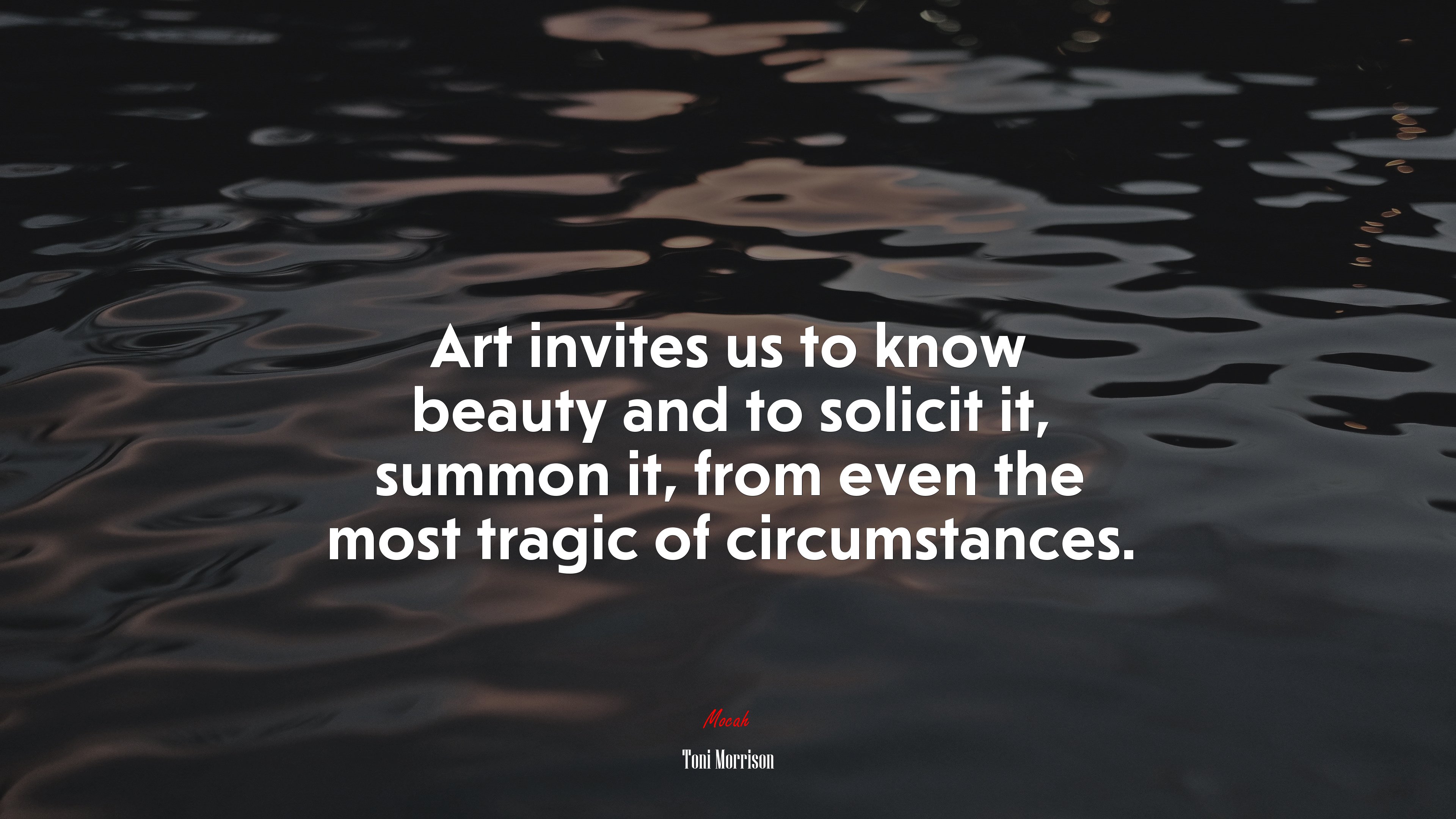 Art invites us to know beauty and to solicit it, summon it, from even the most tragic of circumstances. | Toni Morrison quote HD Wallpaper