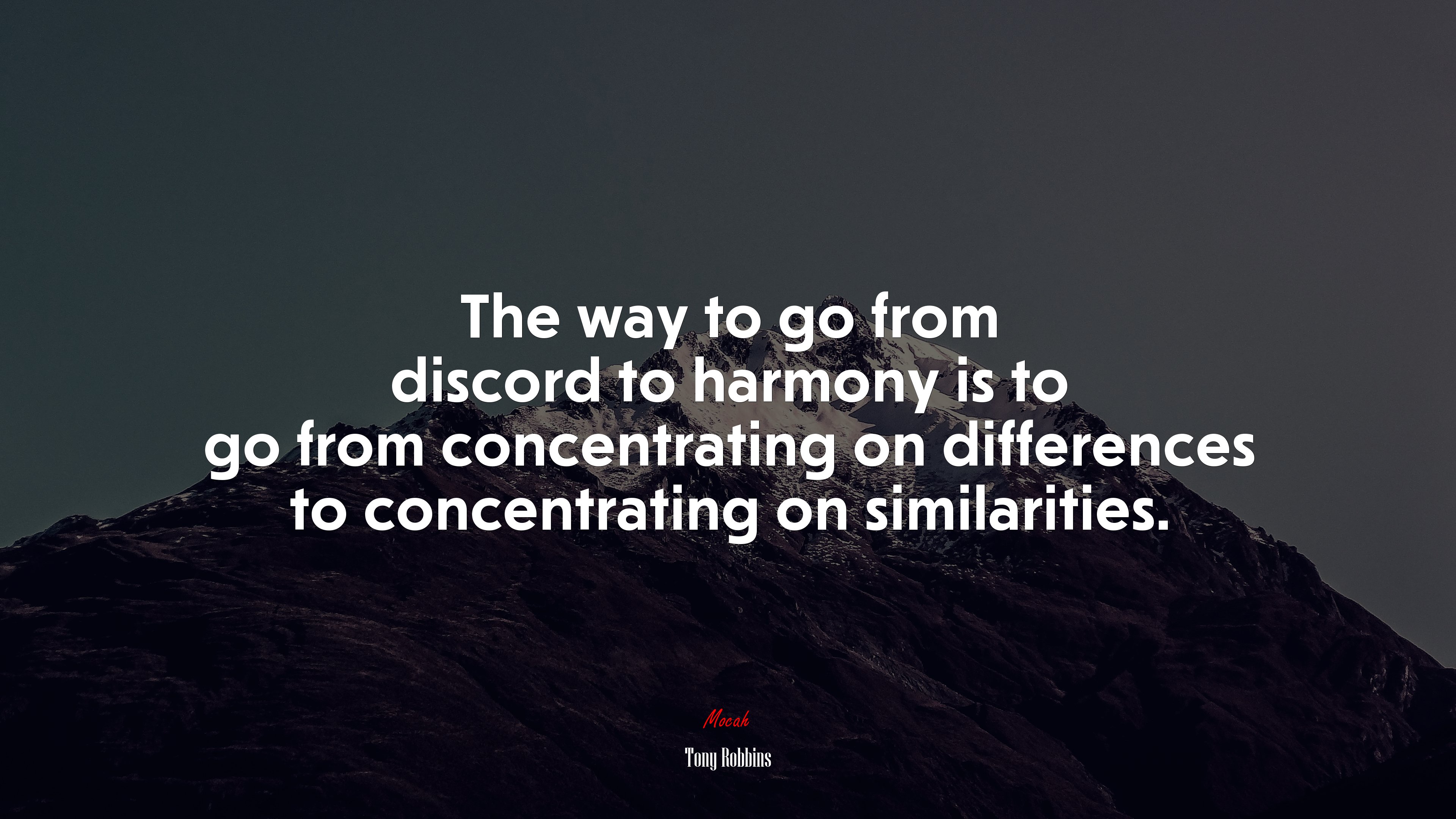 The way to go from discord to harmony is to go from concentrating on differences to concentrating on similarities. | Tony Robbins quote HD Wallpaper