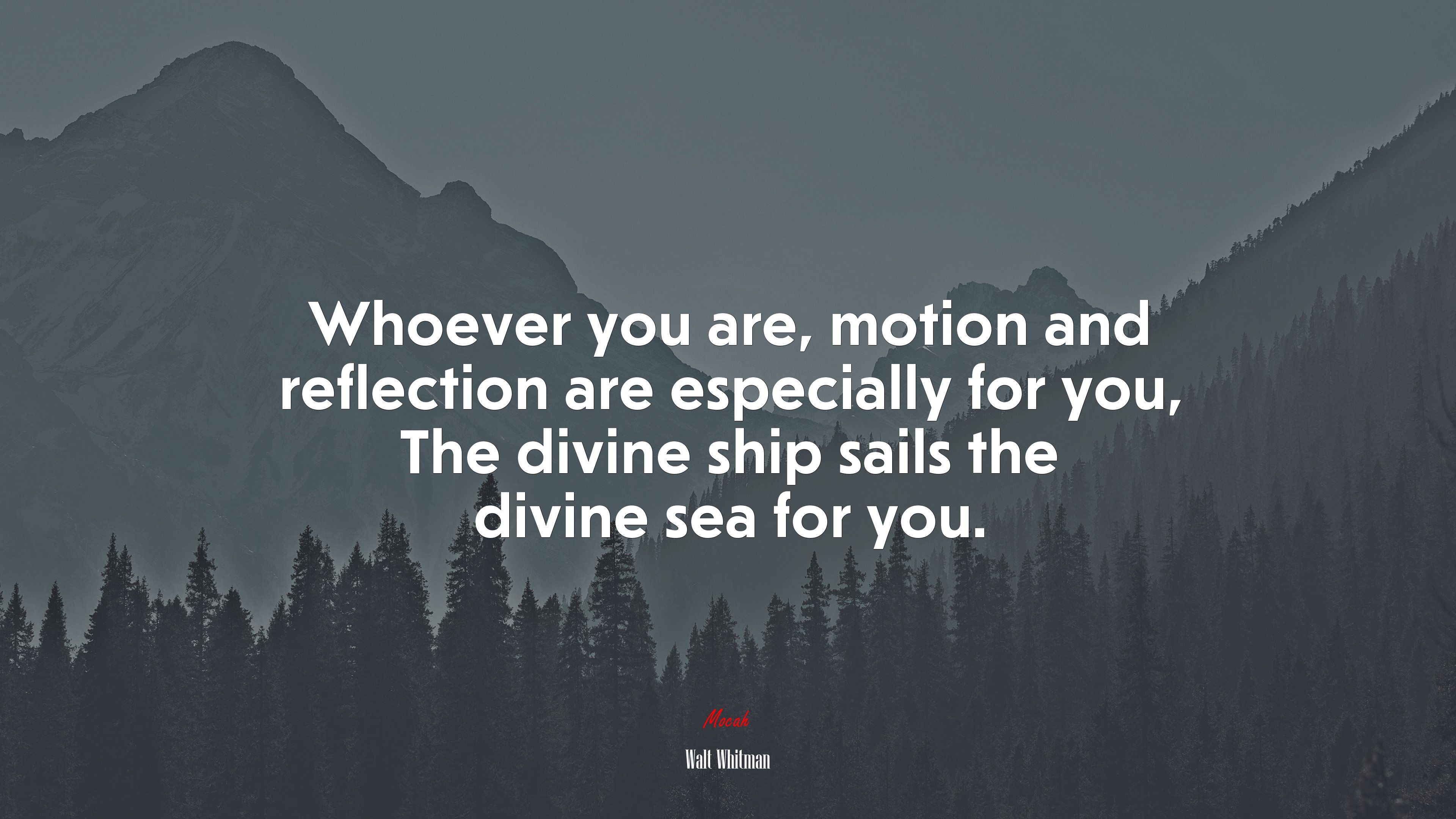 Whoever you are, motion and reflection are especially for you, The divine ship sails the divine sea for you. | Walt Whitman quote HD Wallpaper