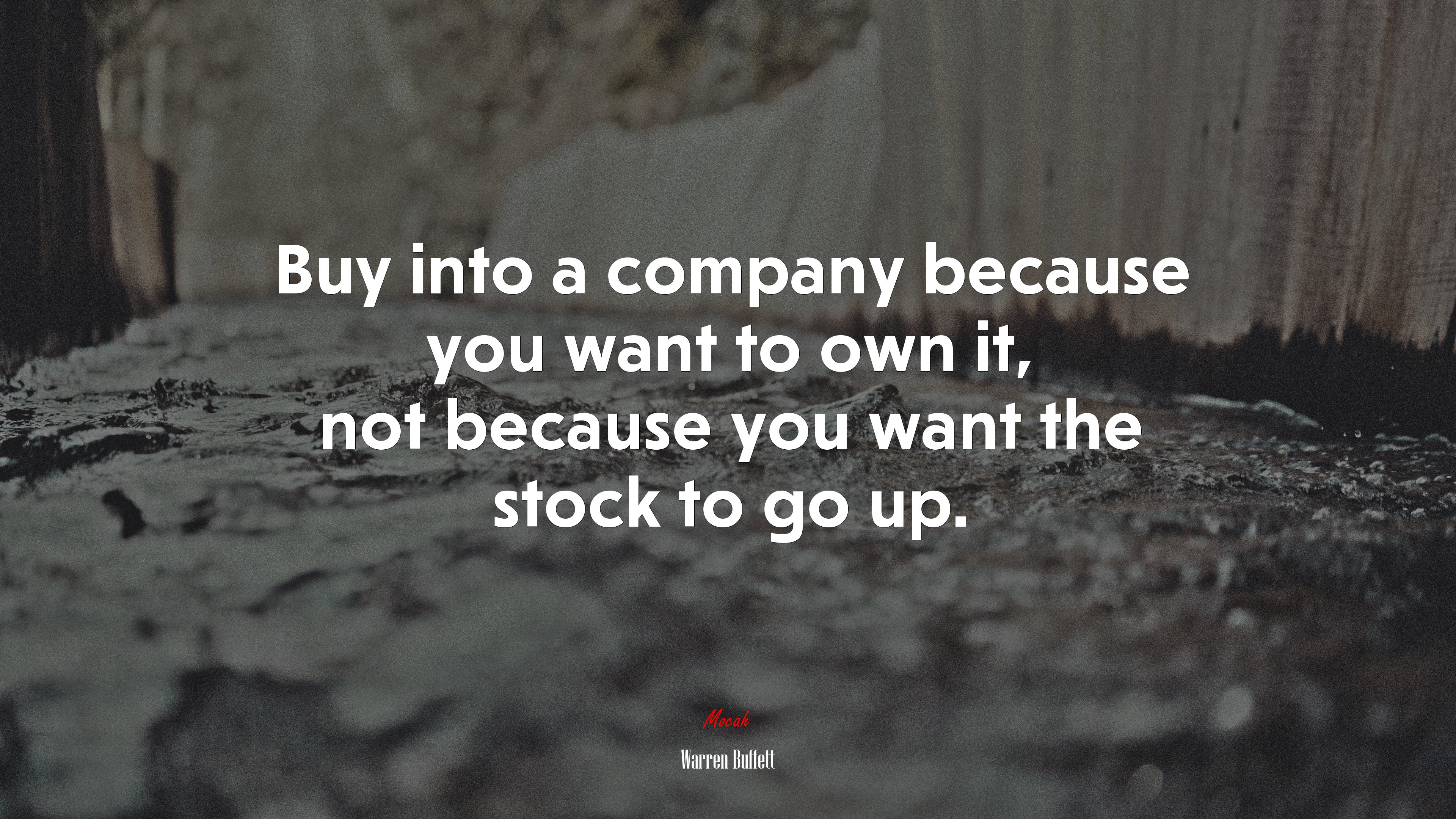 Buy into a company because you want to own it, not because you want the stock to go up. | Warren Buffett quote HD Wallpaper