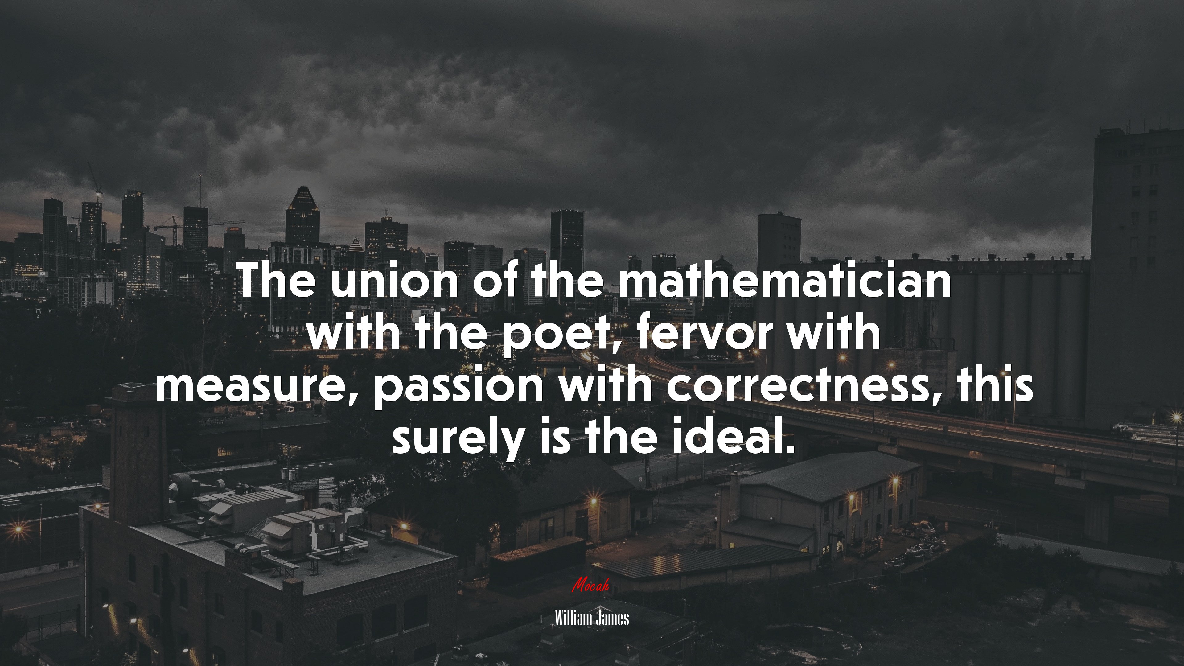 The union of the mathematician with the poet, fervor with measure, passion with correctness, this surely is the ideal. | William James quote HD Wallpaper