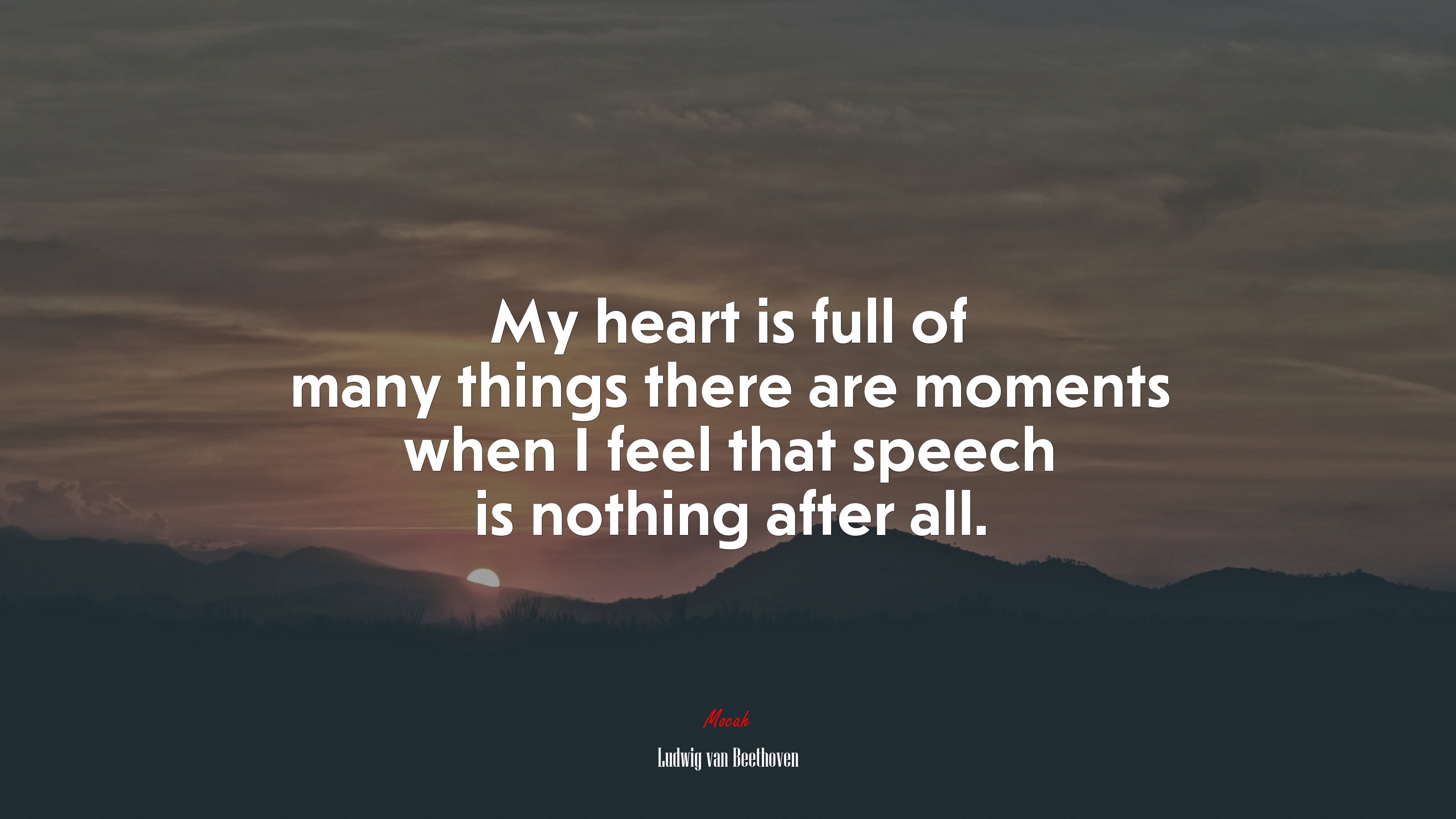 My heart is full of many things there are moments when I feel that speech is nothing after all. | Ludwig van Beethoven quote HD Wallpaper