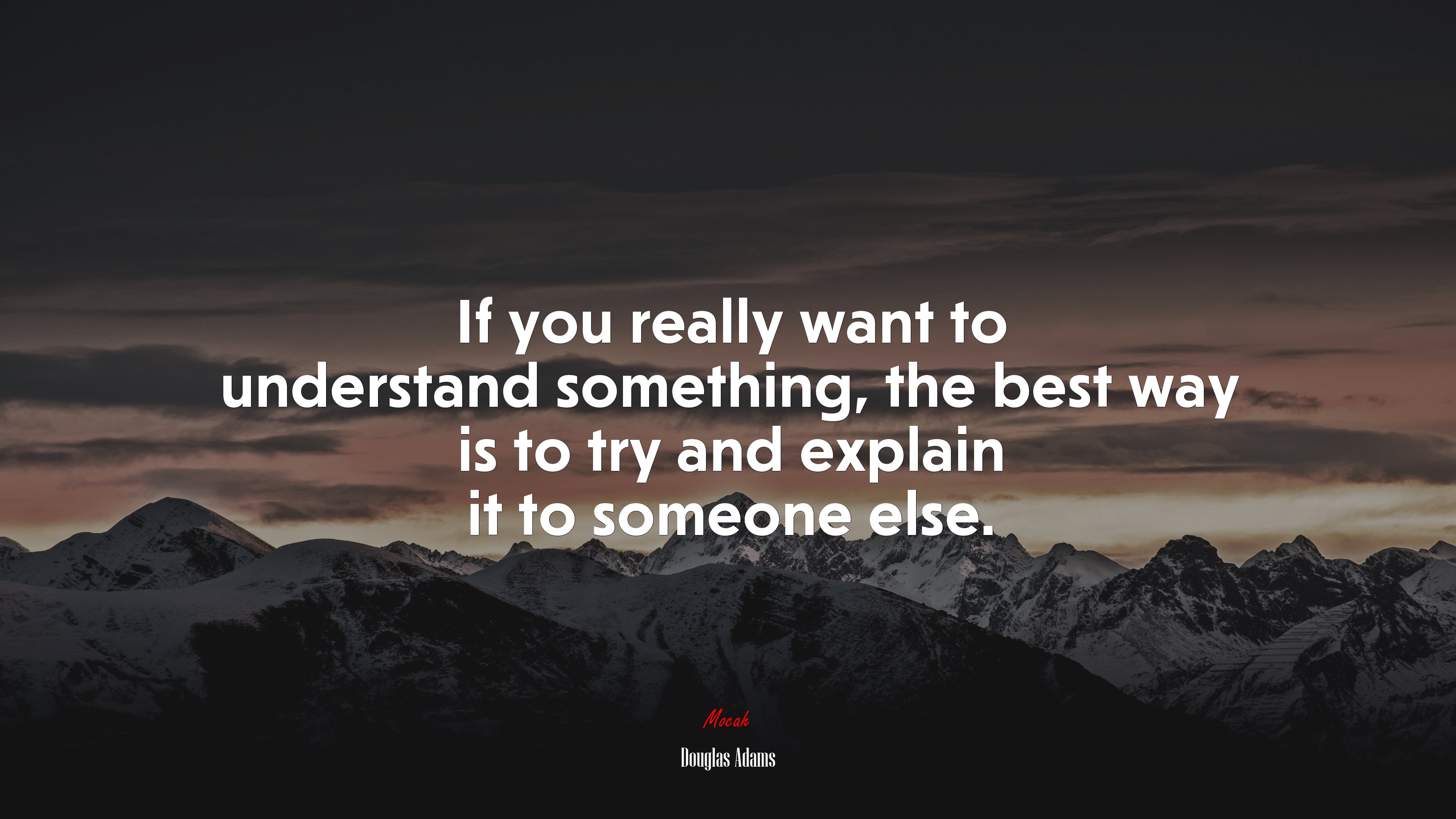 If you really want to understand something, the best way is to try and explain it to someone else. | Douglas Adams quote HD Wallpaper