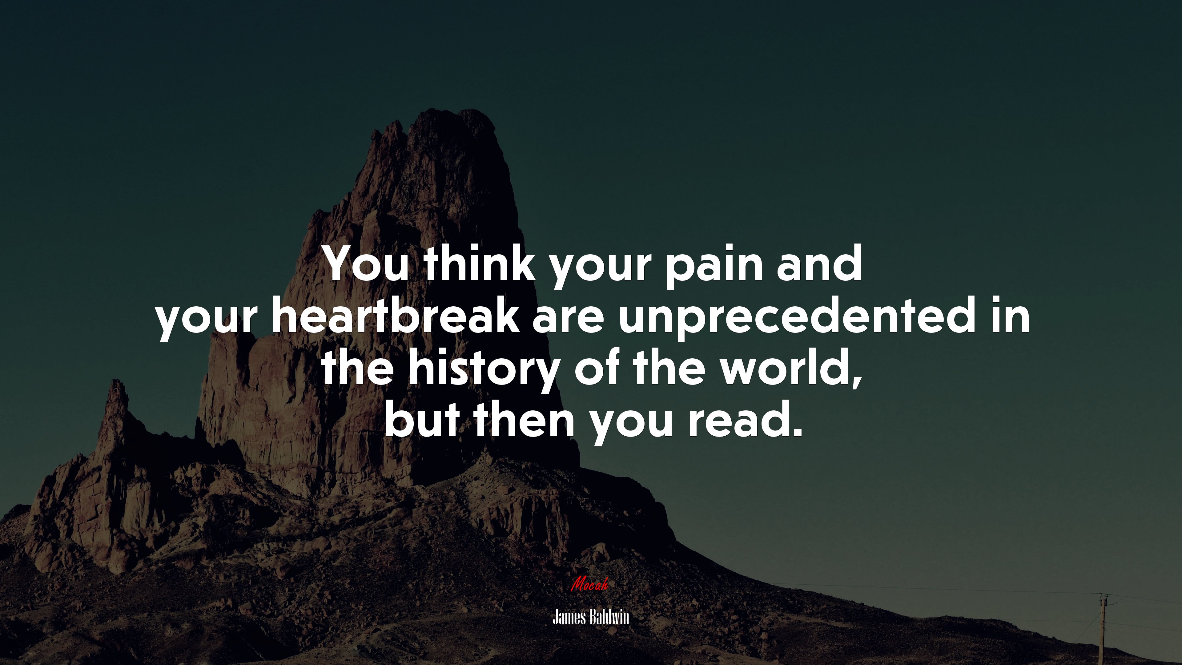 You think your pain and your heartbreak are unprecedented in the history of the world, but then you read. | James Baldwin quote HD Wallpaper