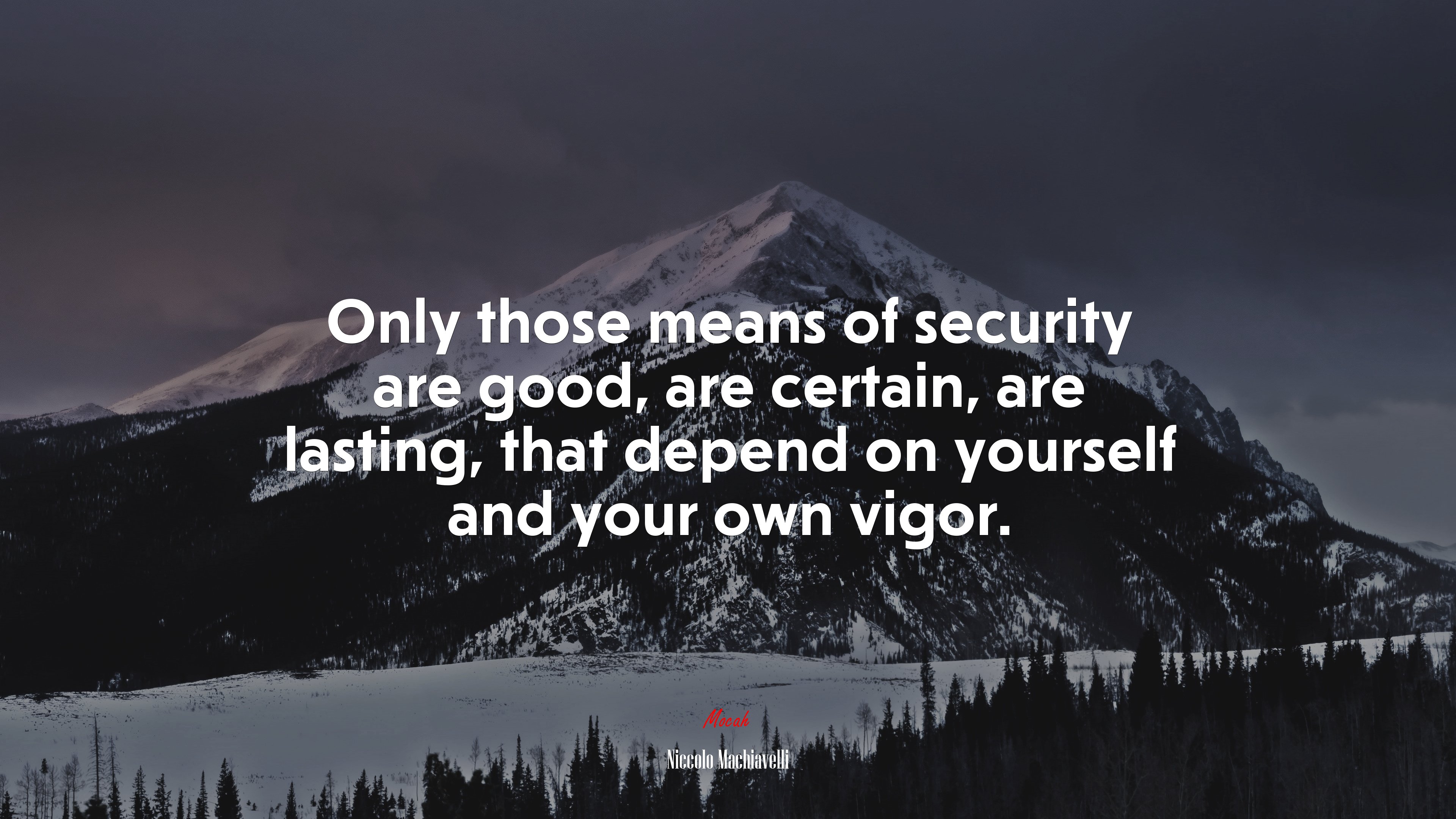 Only those means of security are good, are certain, are lasting, that depend on yourself and your own vigor. | Niccolò Machiavelli quote HD Wallpaper