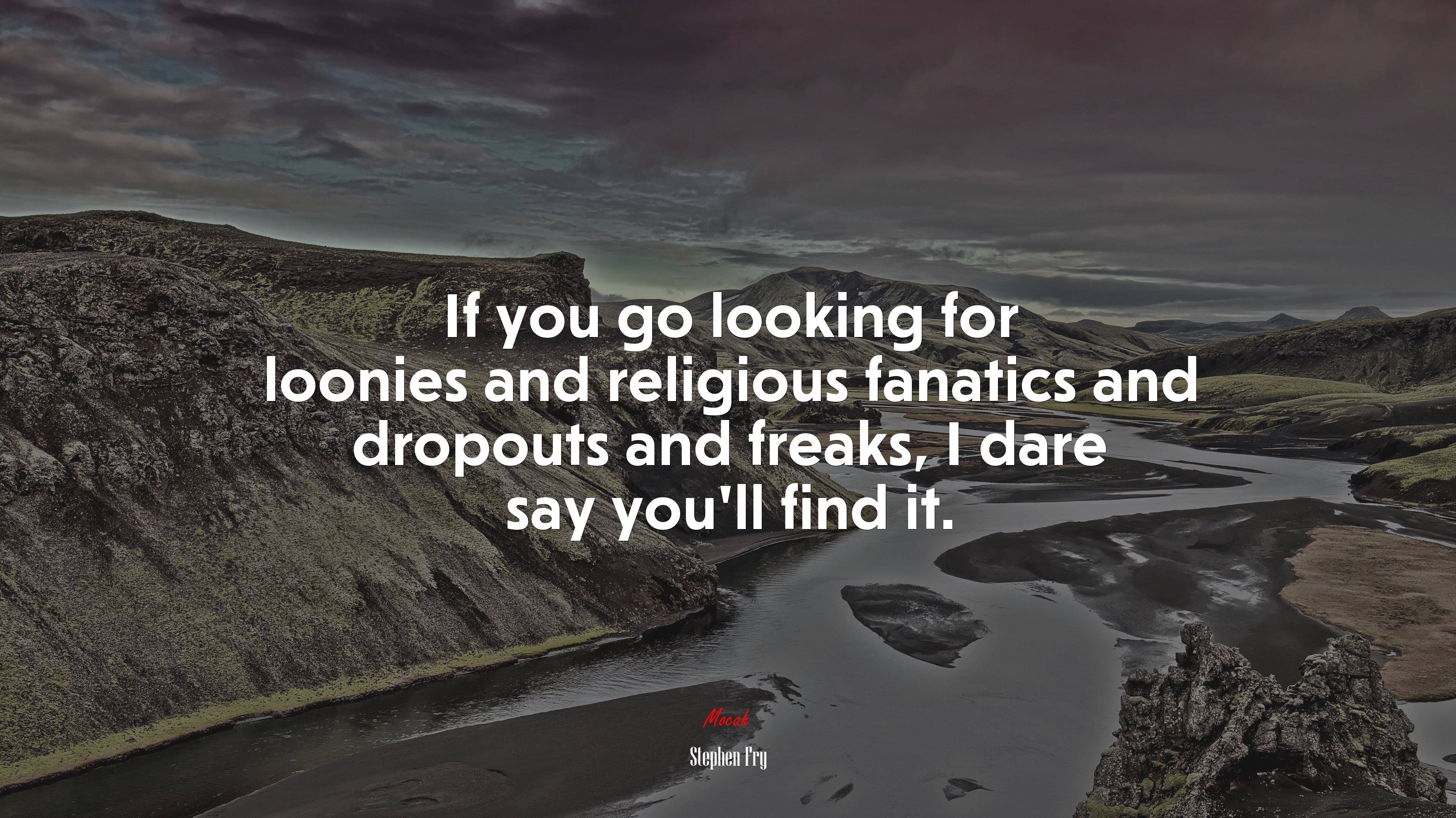 If you go looking for loonies and religious fanatics and dropouts and freaks, I dare say you’ll find it. | Stephen Fry quote HD Wallpaper