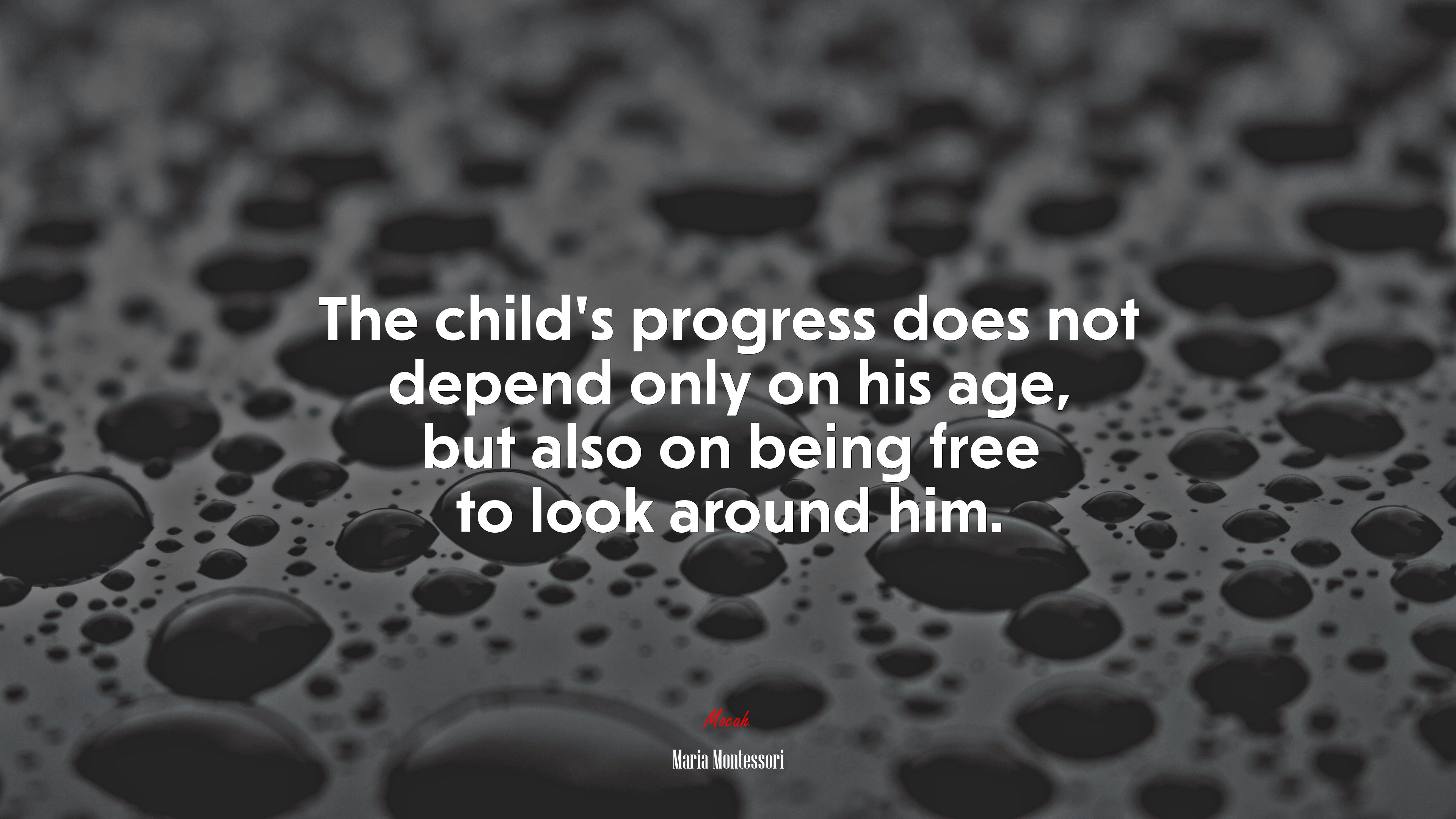 The child’s progress does not depend only on his age, but also on being free to look around him. | Maria Montessori quote HD Wallpaper