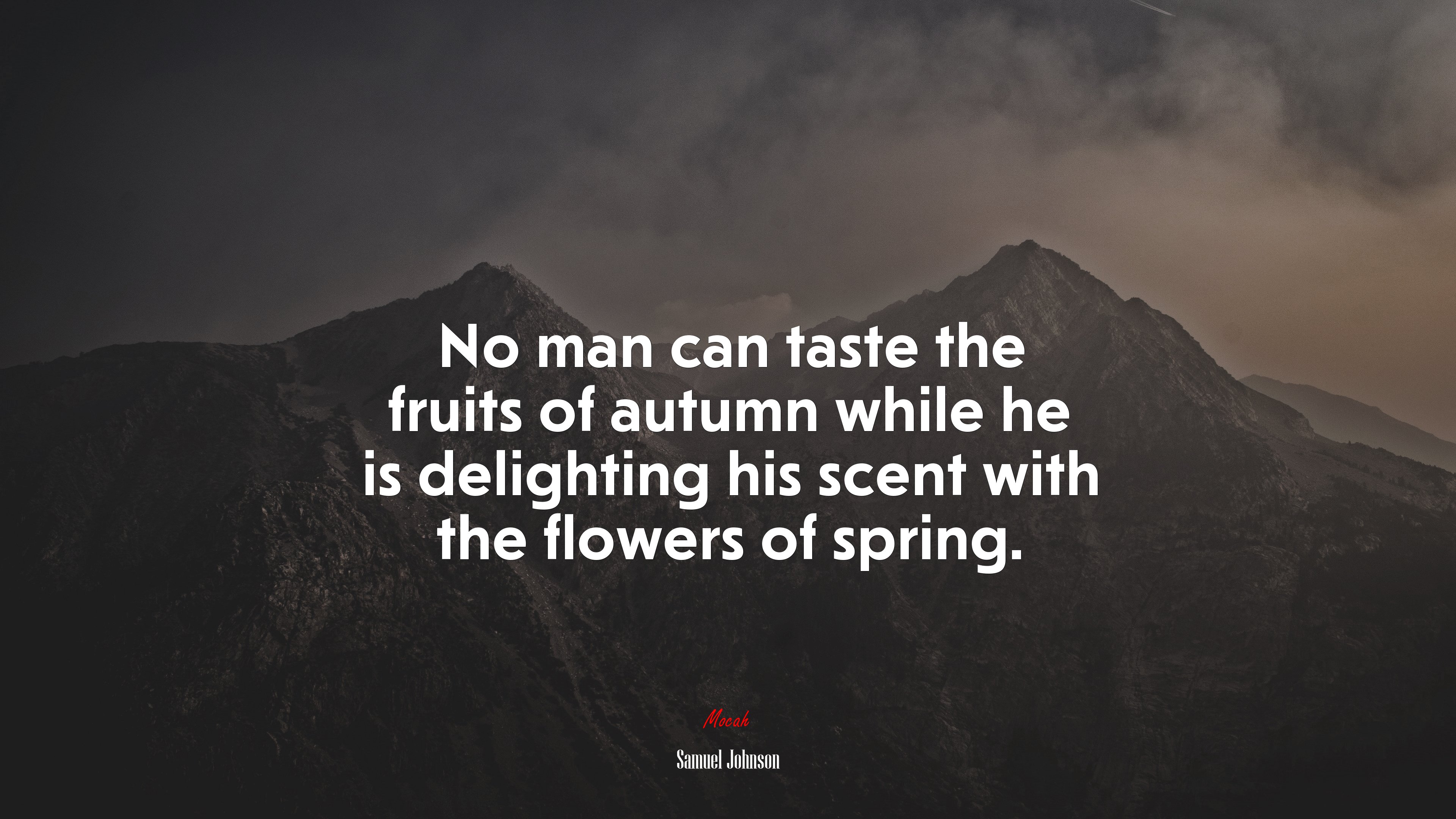 No man can taste the fruits of autumn while he is delighting his scent with the flowers of spring. | Samuel Johnson quote HD Wallpaper