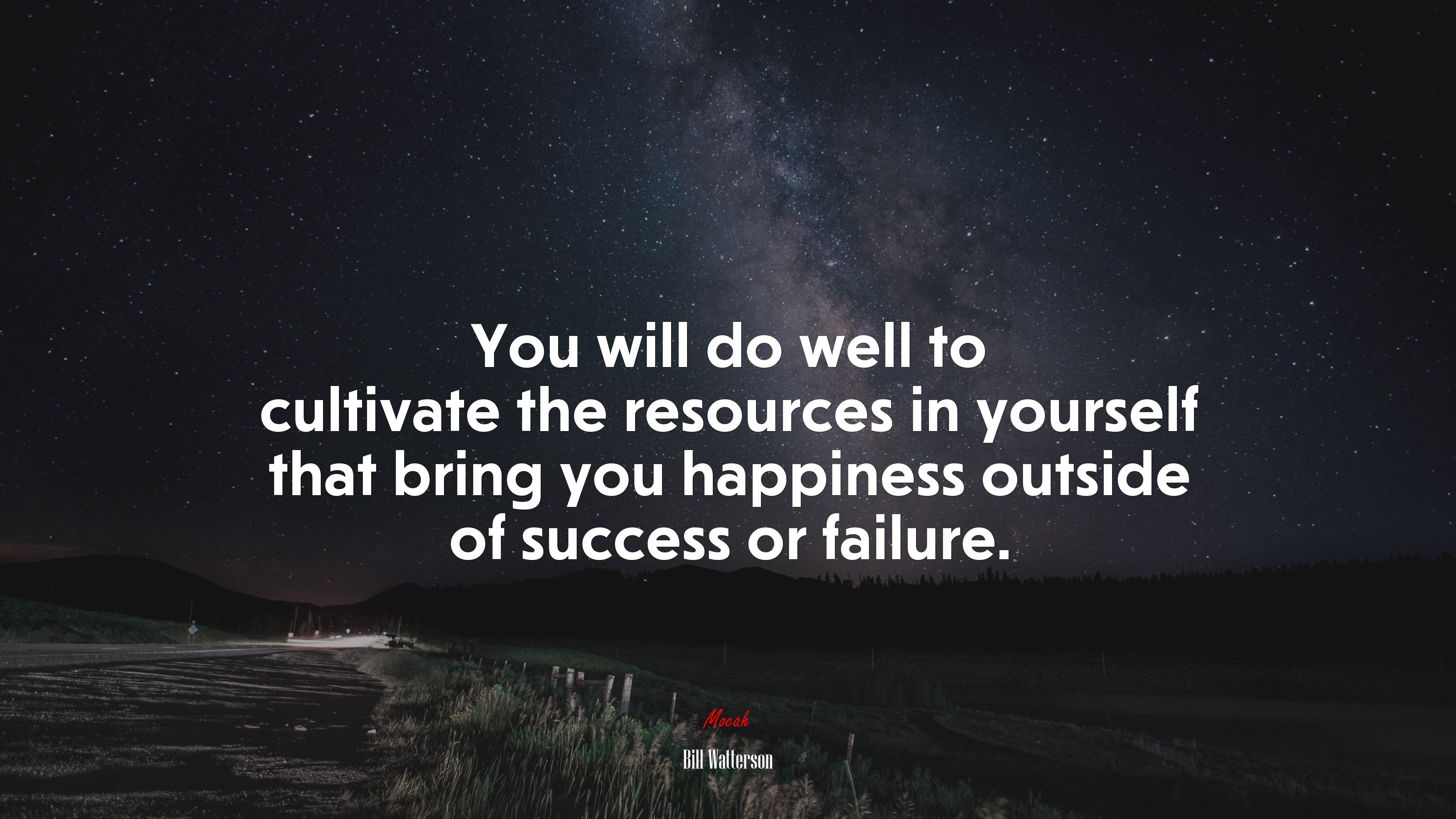 You will do well to cultivate the resources in yourself that bring you happiness outside of success or failure. | Bill Watterson quote HD Wallpaper