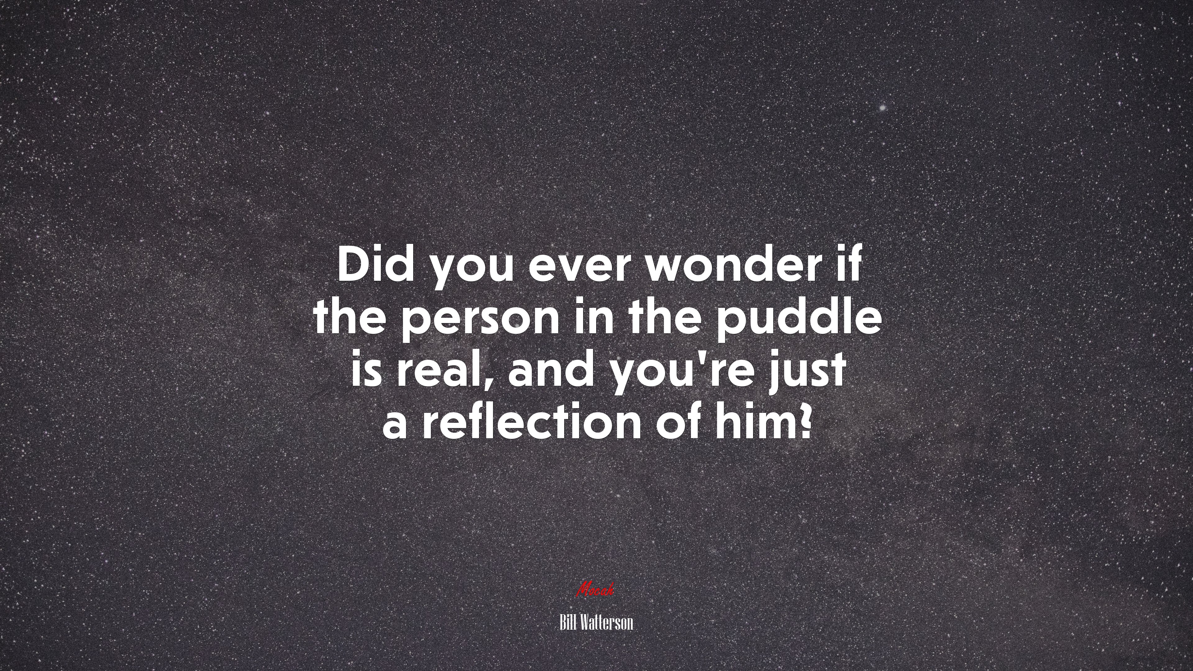 Did you ever wonder if the person in the puddle is real, and you’re just a reflection of him? | Bill Watterson quote HD Wallpaper
