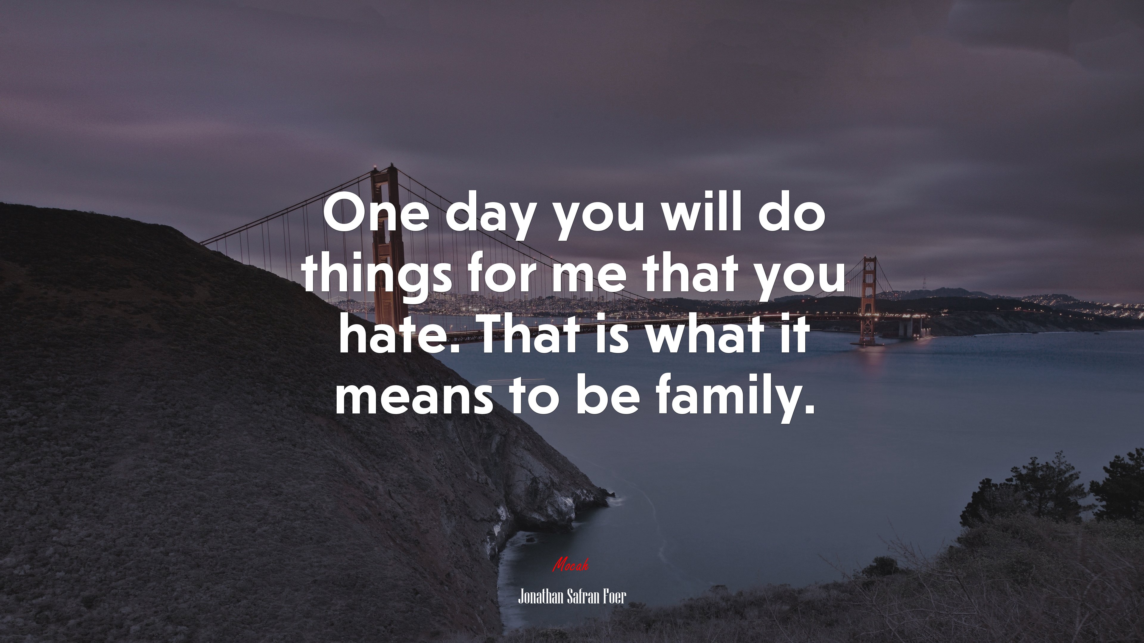 One day you will do things for me that you hate. That is what it means to be family. | Jonathan Safran Foer quote HD Wallpaper