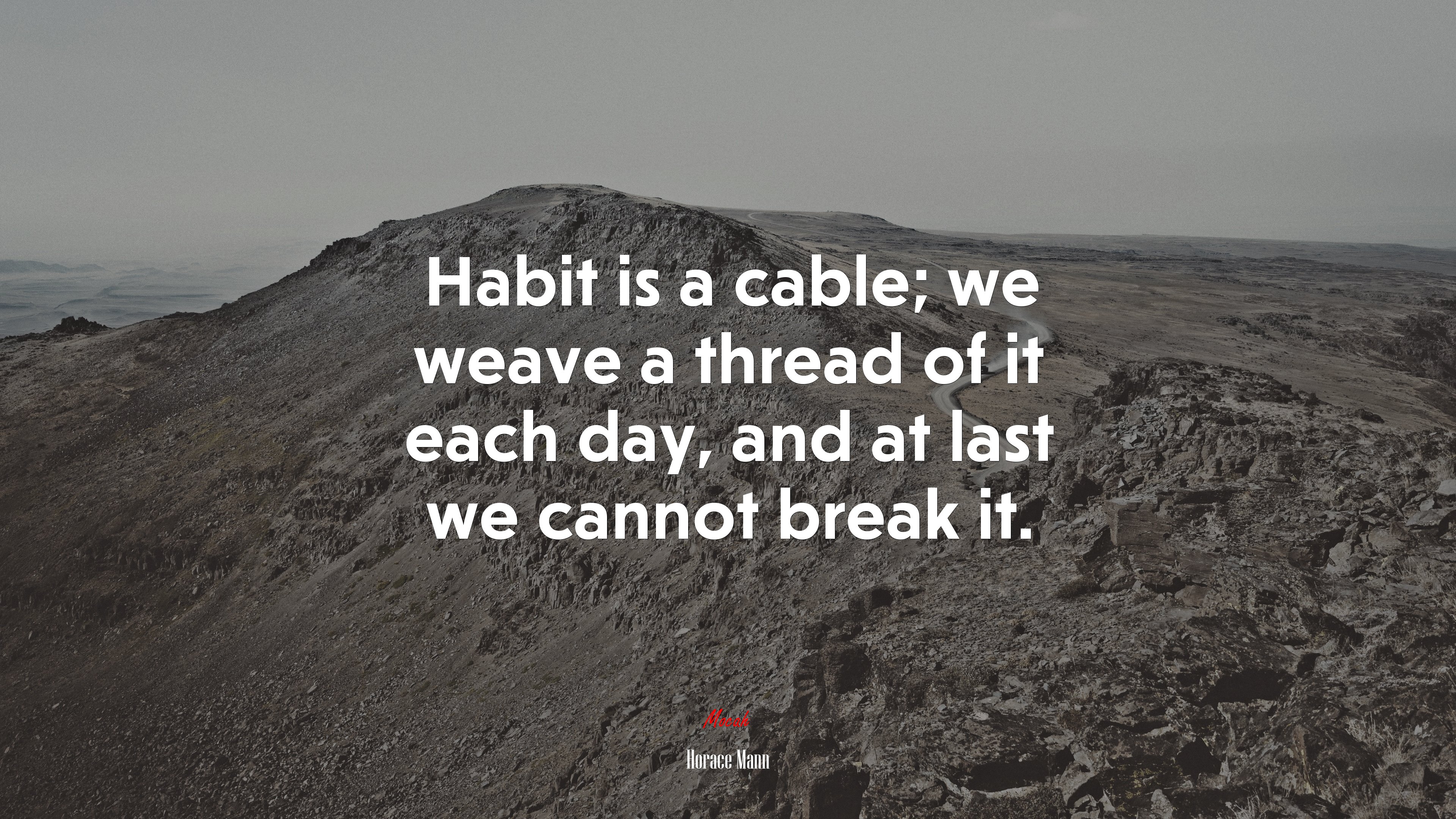 Habit is a cable; we weave a thread of it each day, and at last we cannot break it. | Horace Mann quote HD Wallpaper