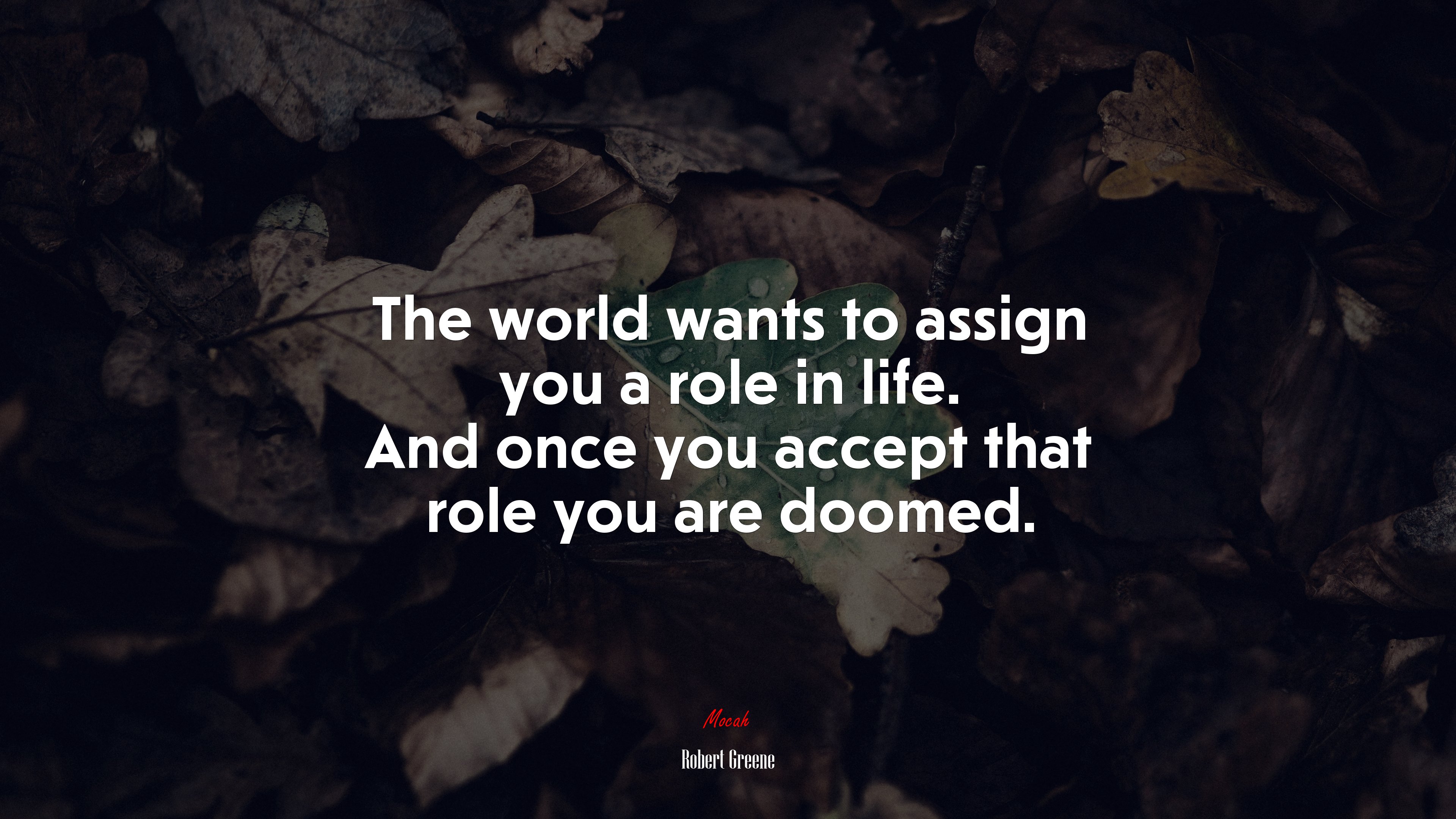 The world wants to assign you a role in life. And once you accept that role you are doomed. | Robert Greene quote HD Wallpaper
