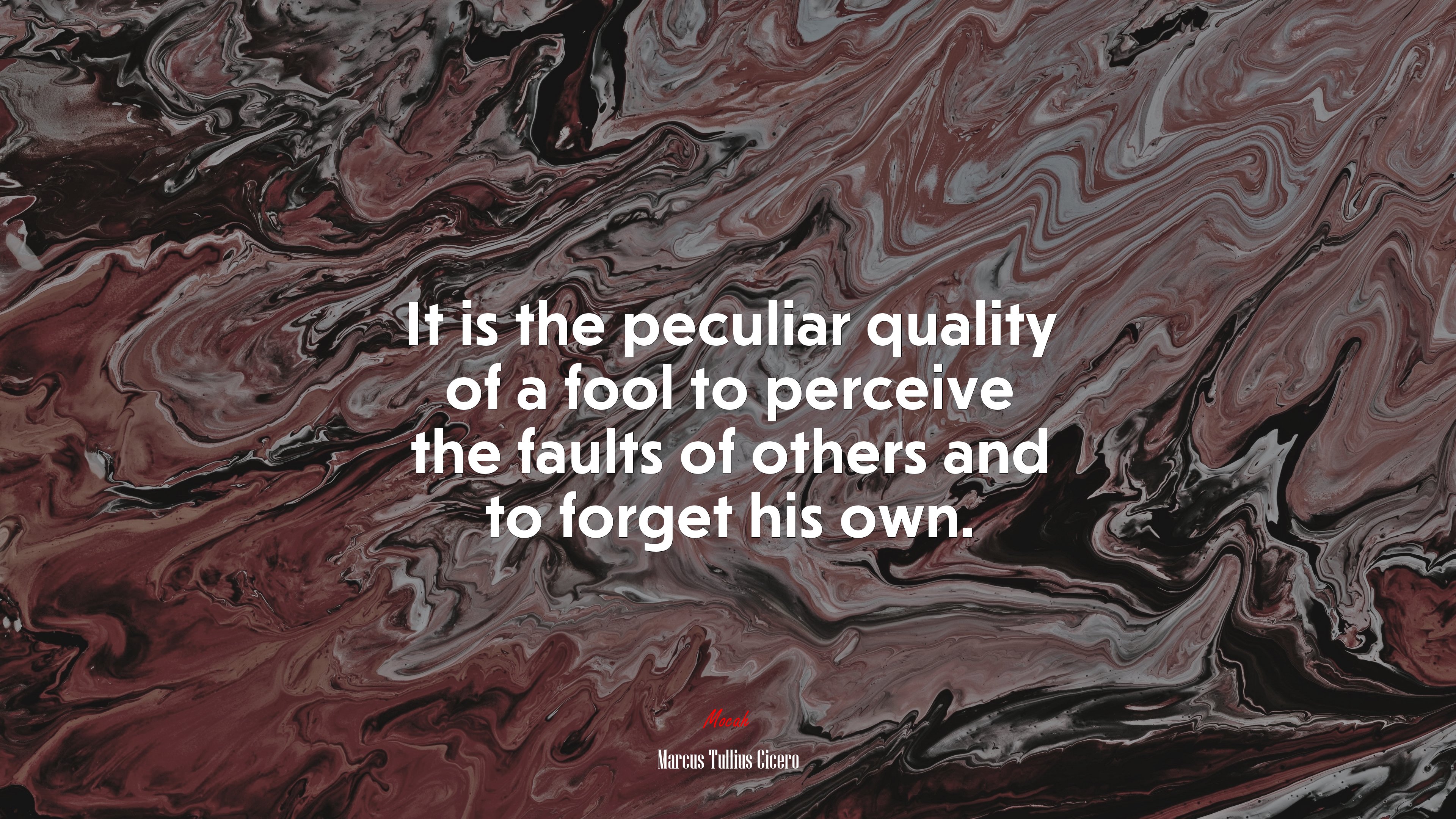 It is the peculiar quality of a fool to perceive the faults of others and to forget his own. | Marcus Tullius Cicero quote HD Wallpaper