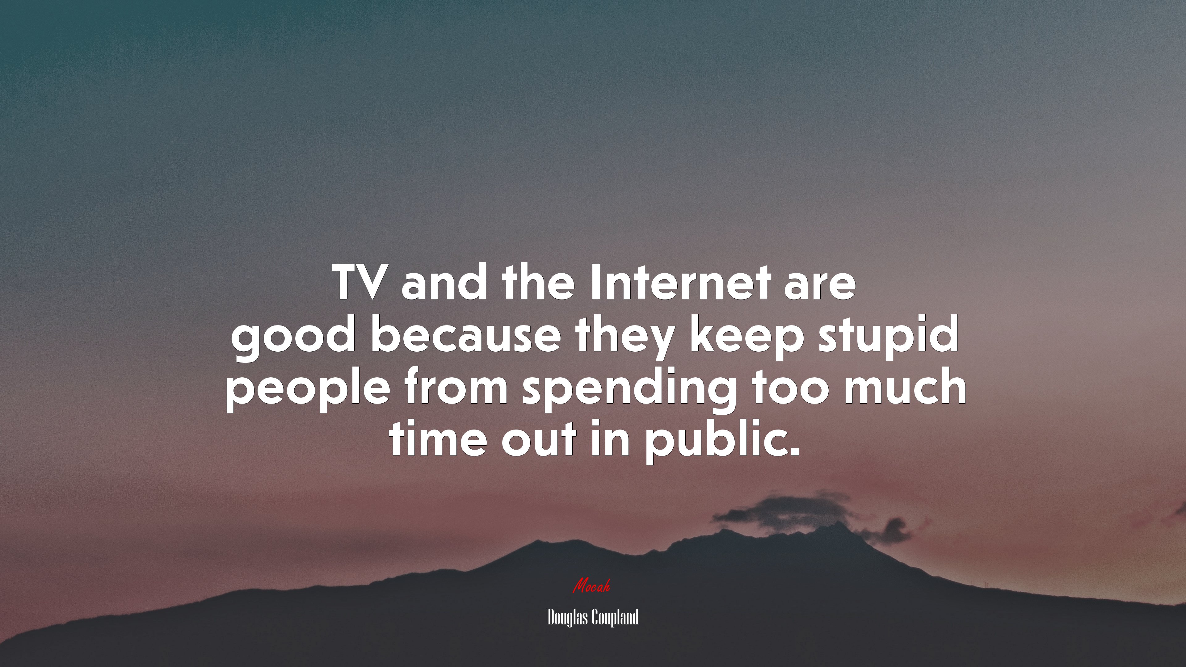 TV and the Internet are good because they keep stupid people from spending too much time out in public. | Douglas Coupland quote HD Wallpaper
