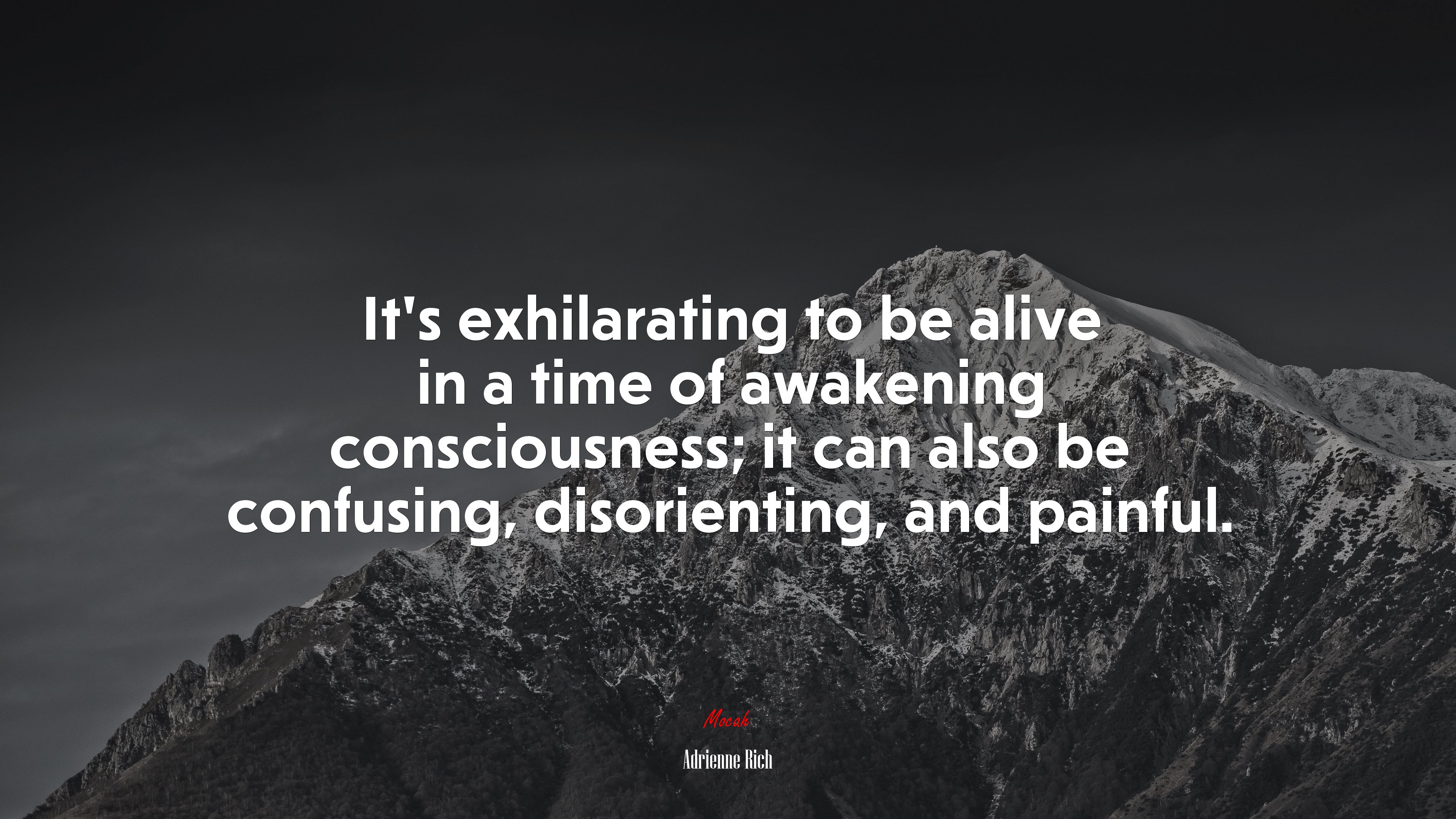 It’s exhilarating to be alive in a time of awakening consciousness; it can also be confusing, disorienting, and painful. | Adrienne Rich quote HD Wallpaper